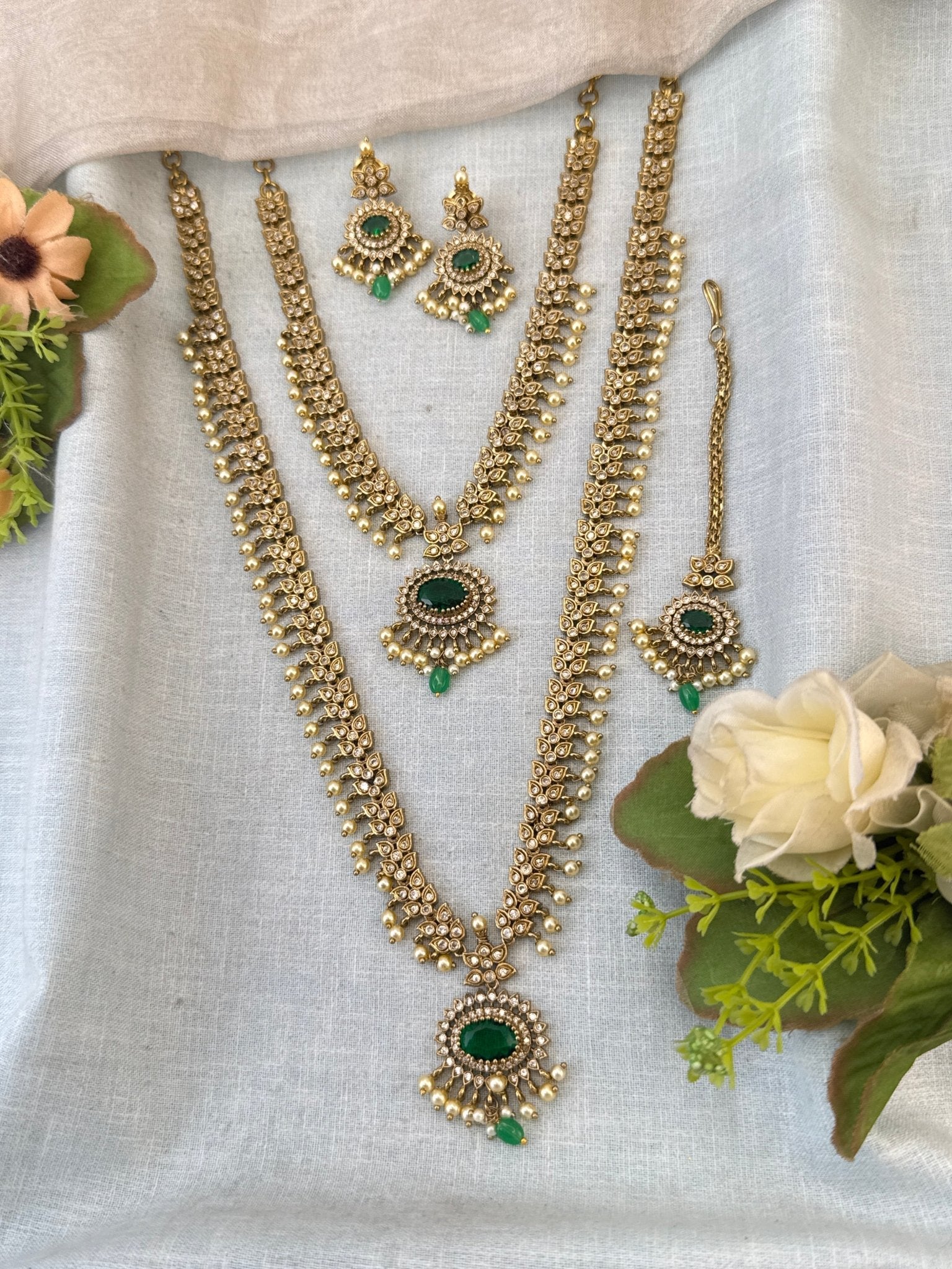Luxurious Victorian Semi Bridal Neckalce Set 732 - Mahilas