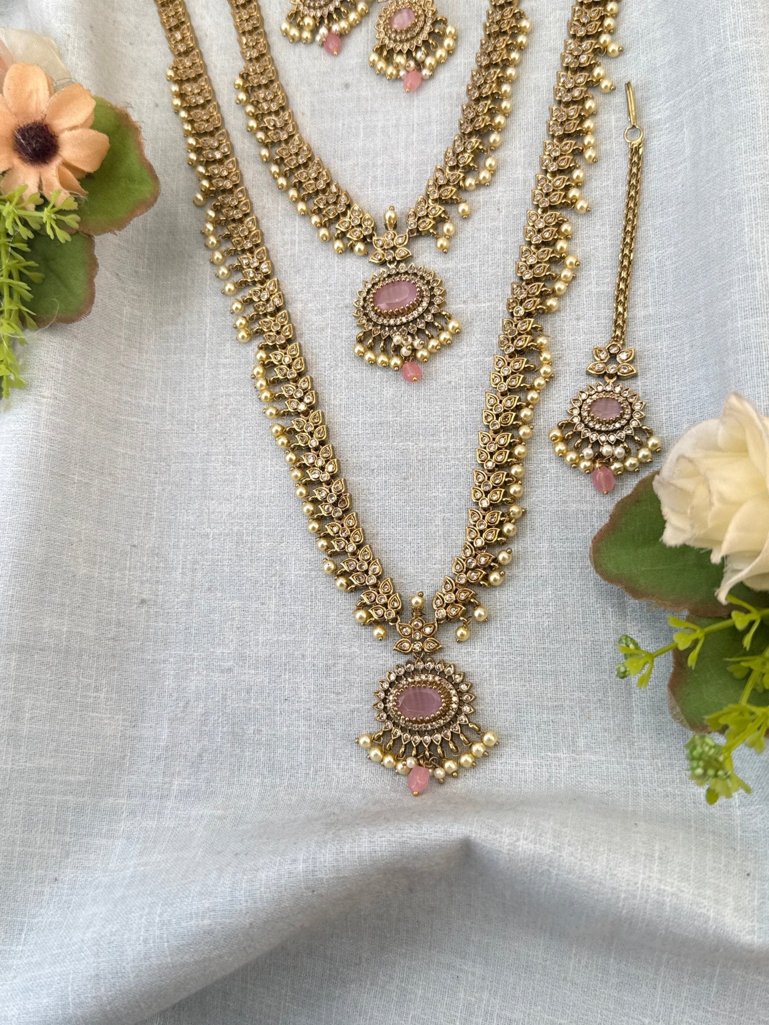 Luxurious Victorian Semi Bridal Neckalce Set 734 - Mahilas