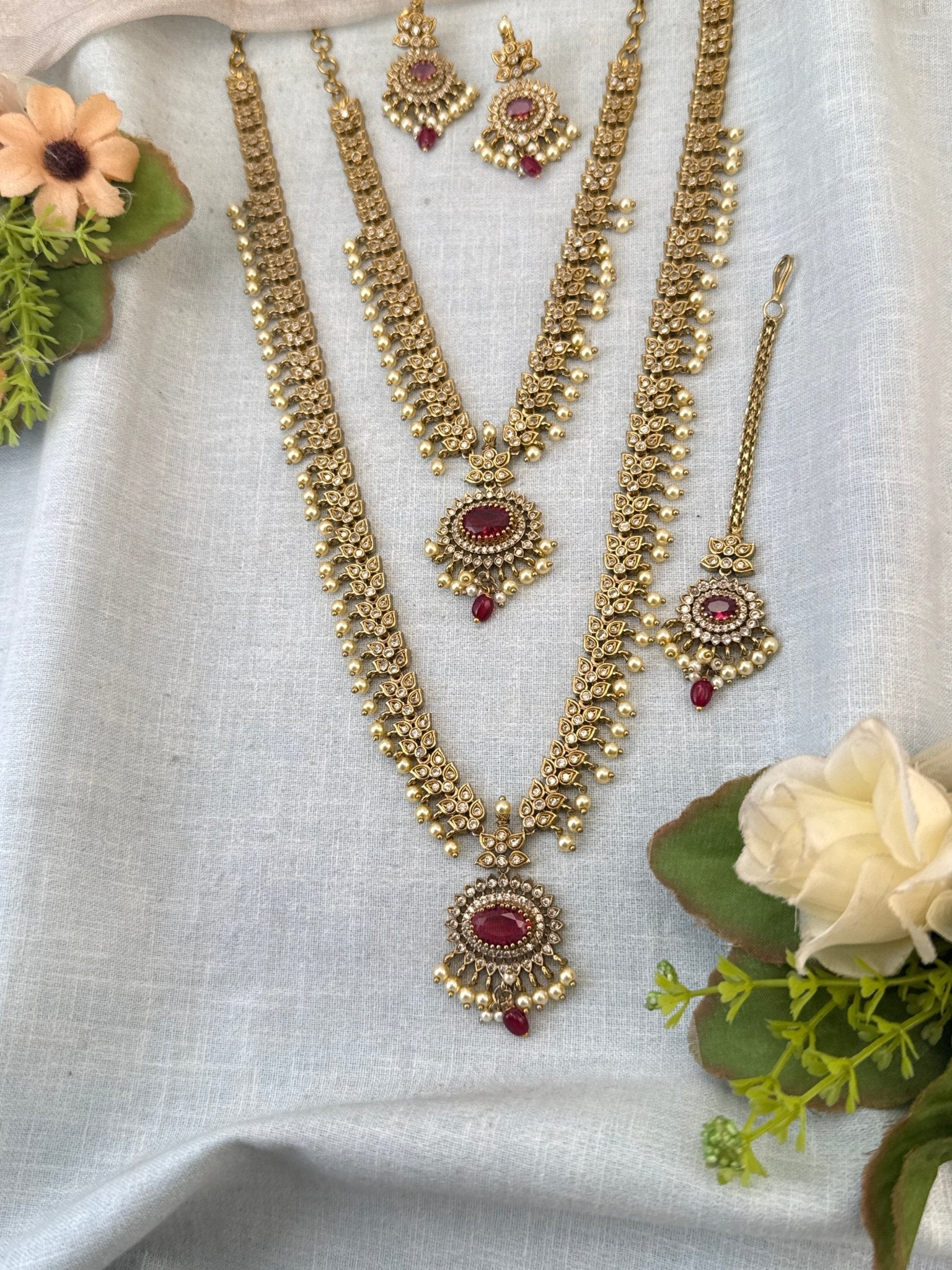 Luxurious Victorian Semi Bridal Neckalce Set 735 - Mahilas