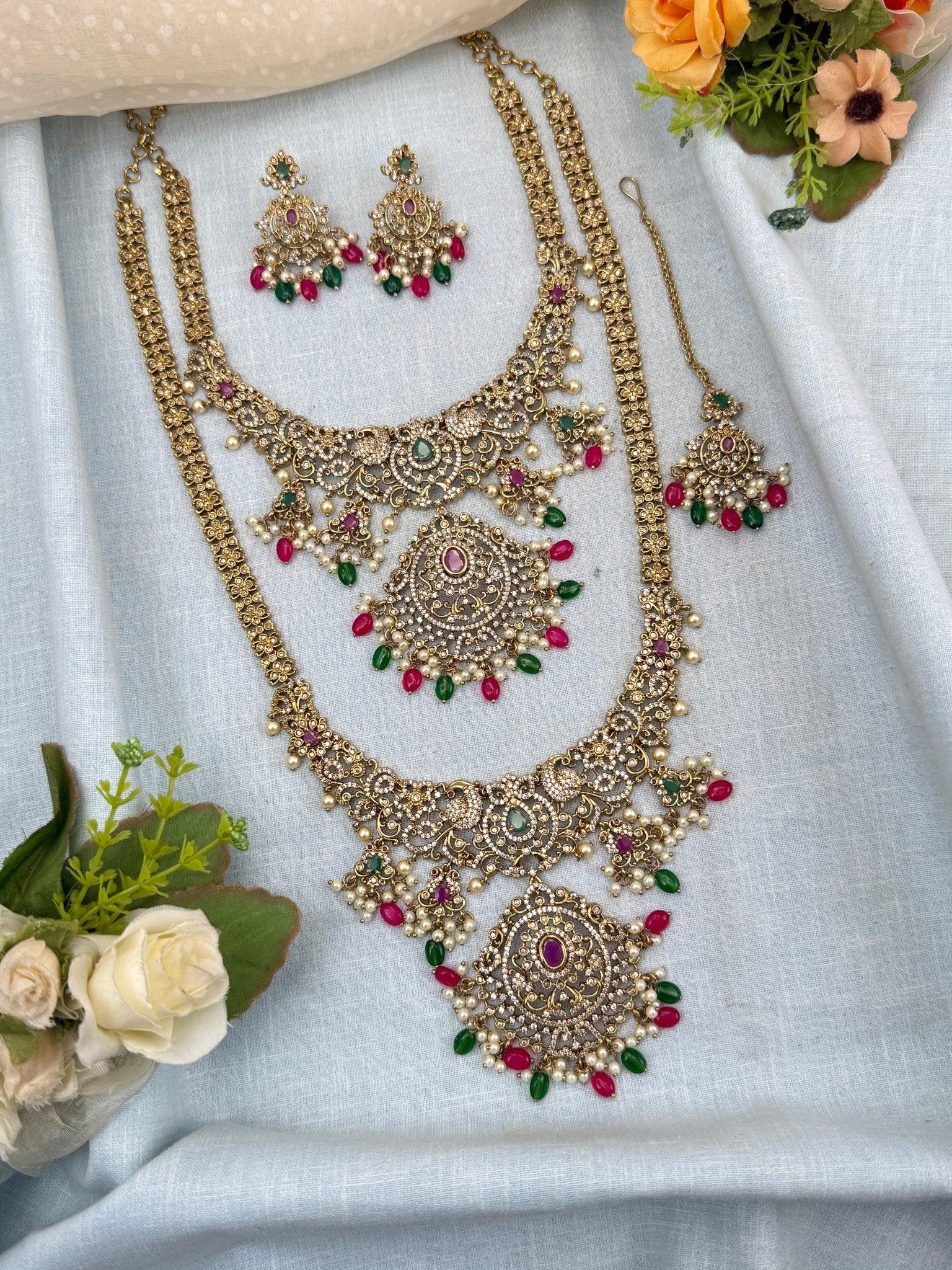 Luxurious Victorian Semi Bridal Necklace Set 563 - Mahilas