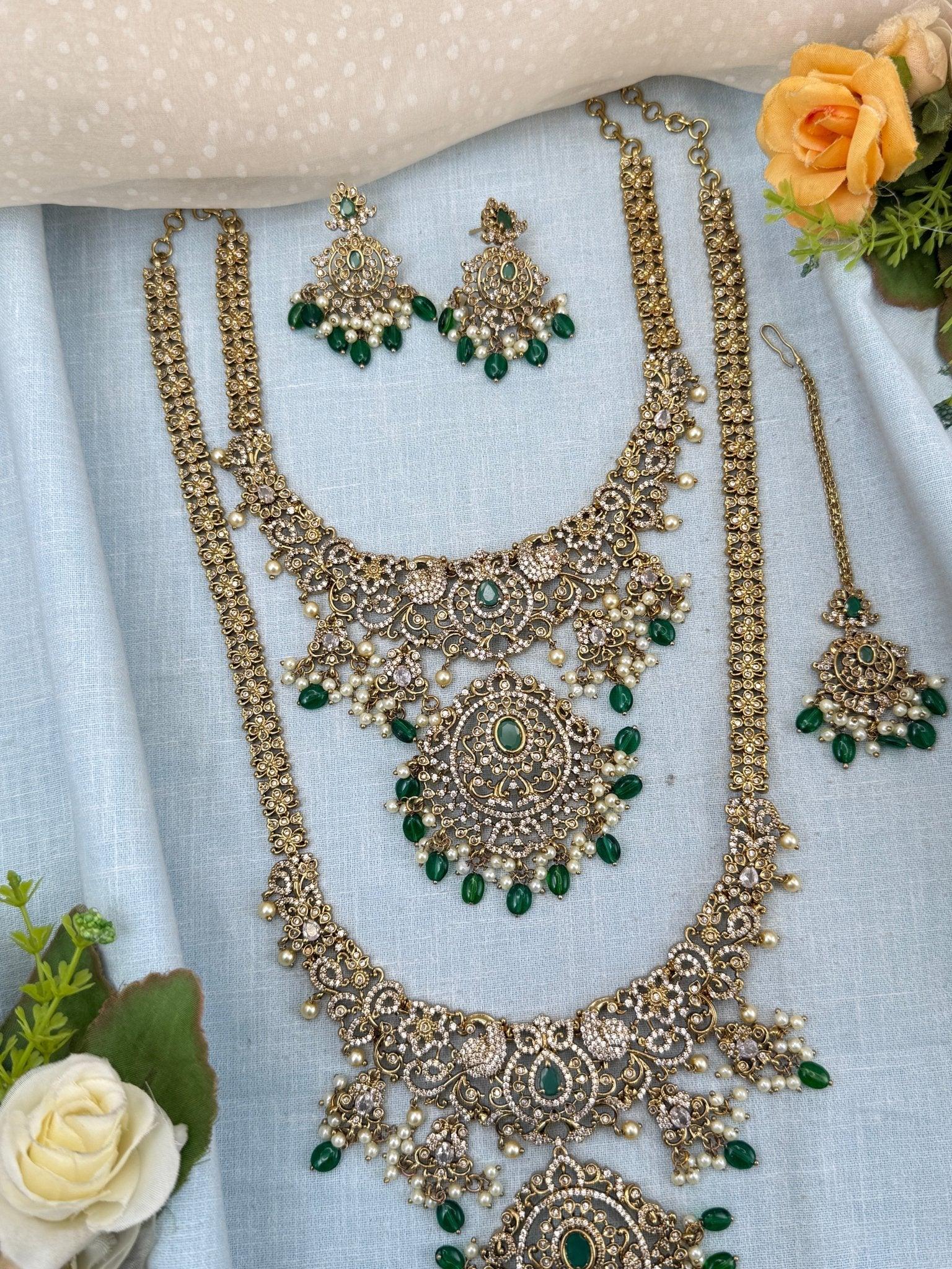 Luxurious Victorian Semi Bridal Necklace Set 564 - Mahilas