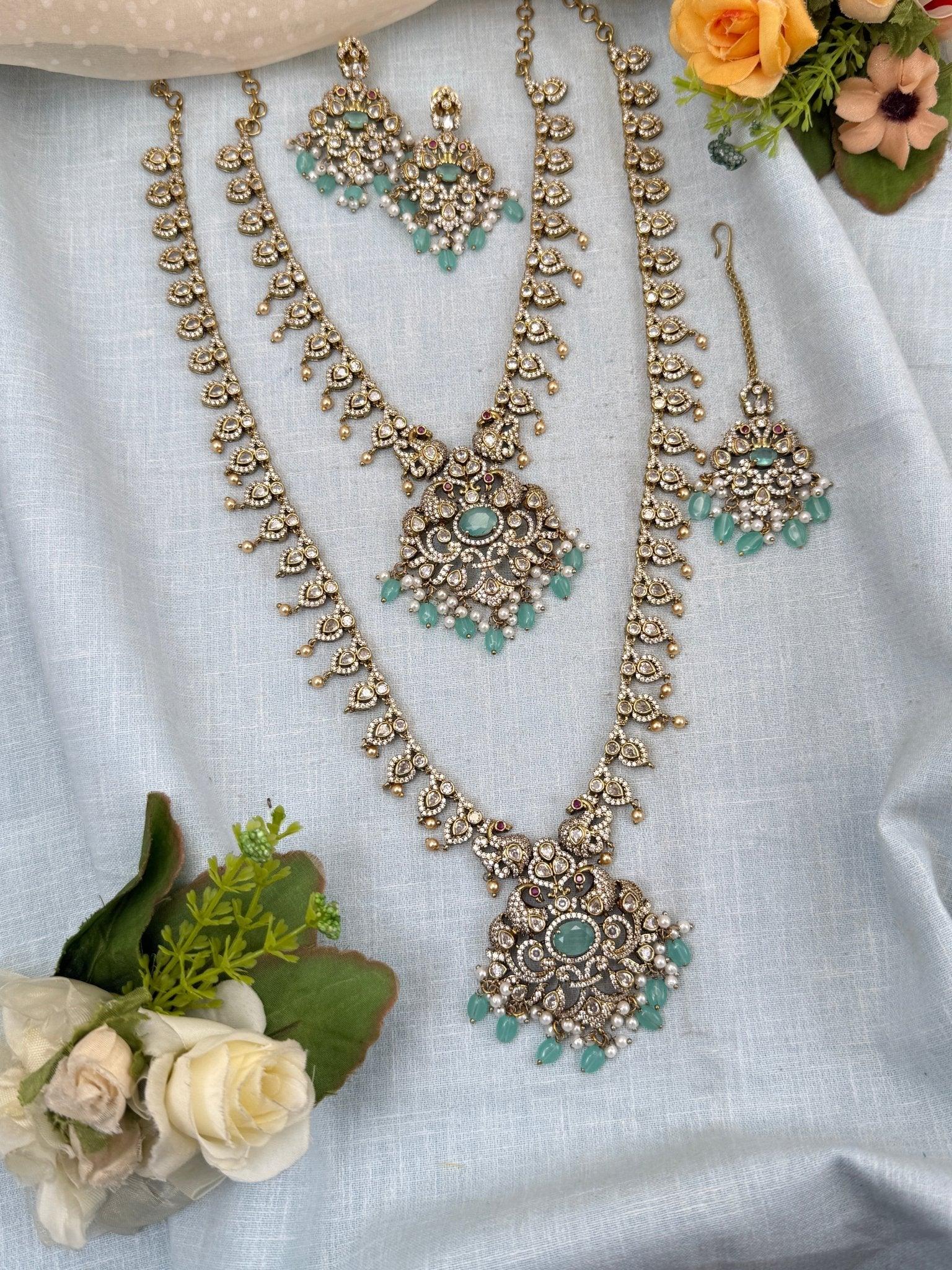 Luxurious Victorian Semi Bridal Necklace Set 567 - Mahilas
