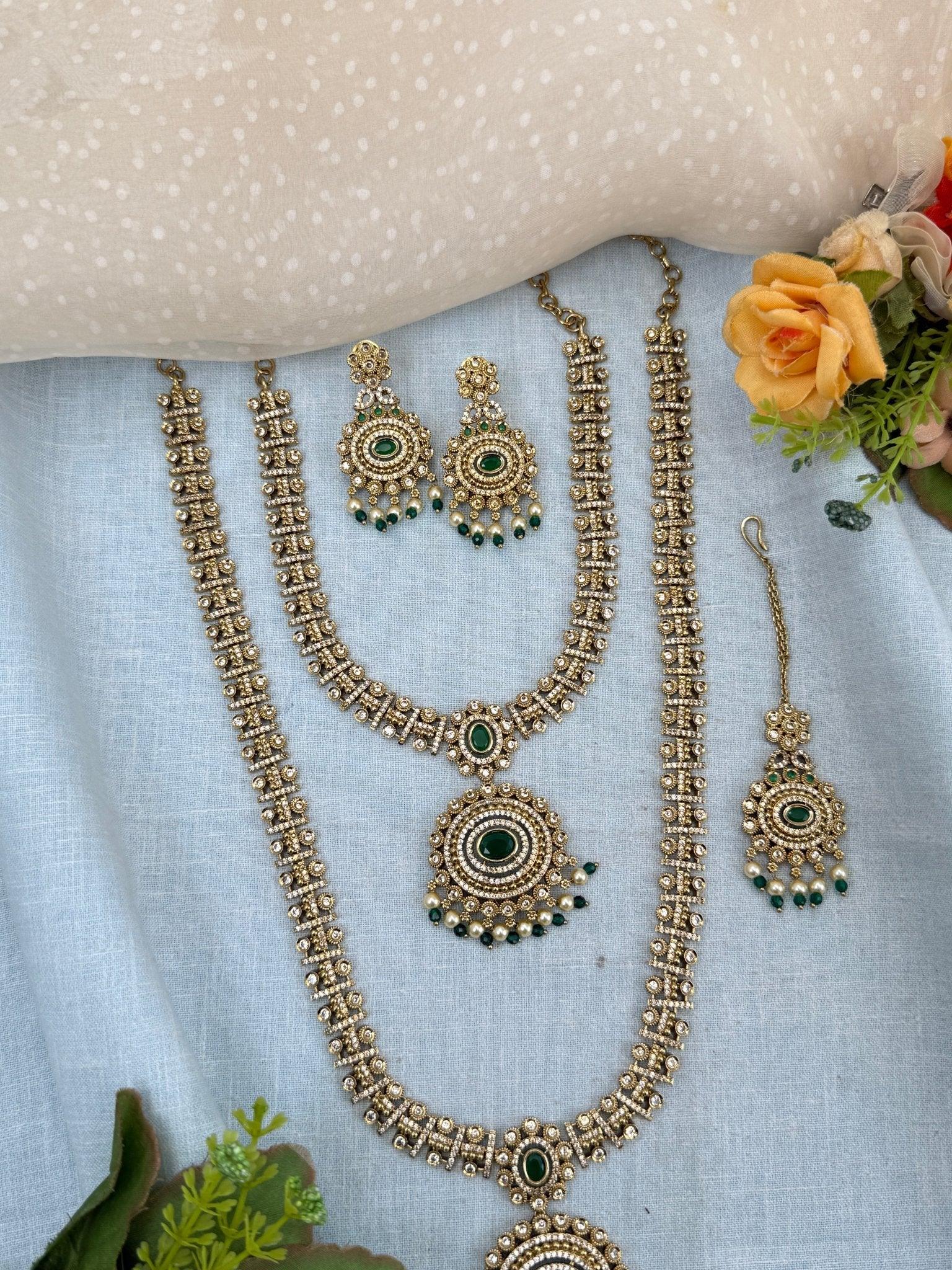 Luxurious Victorian Semi Bridal Necklace Set 572 - Mahilas