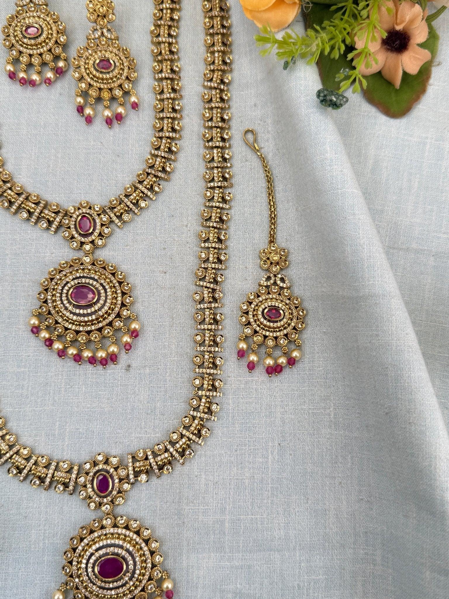 Luxurious Victorian Semi Bridal Necklace Set 573 - Mahilas