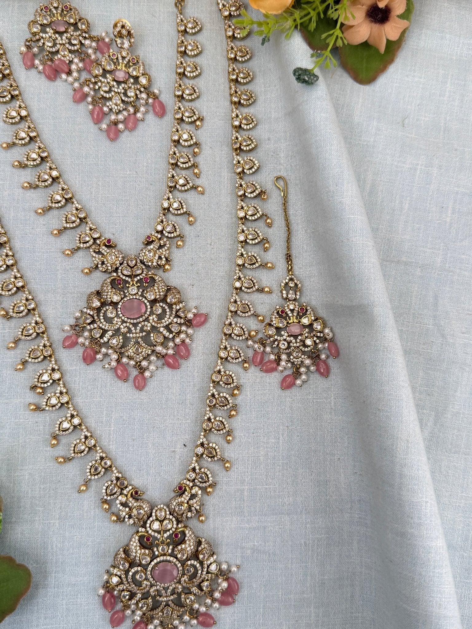 Luxurious Victorian Semi Bridal Necklace Set 574 - Mahilas