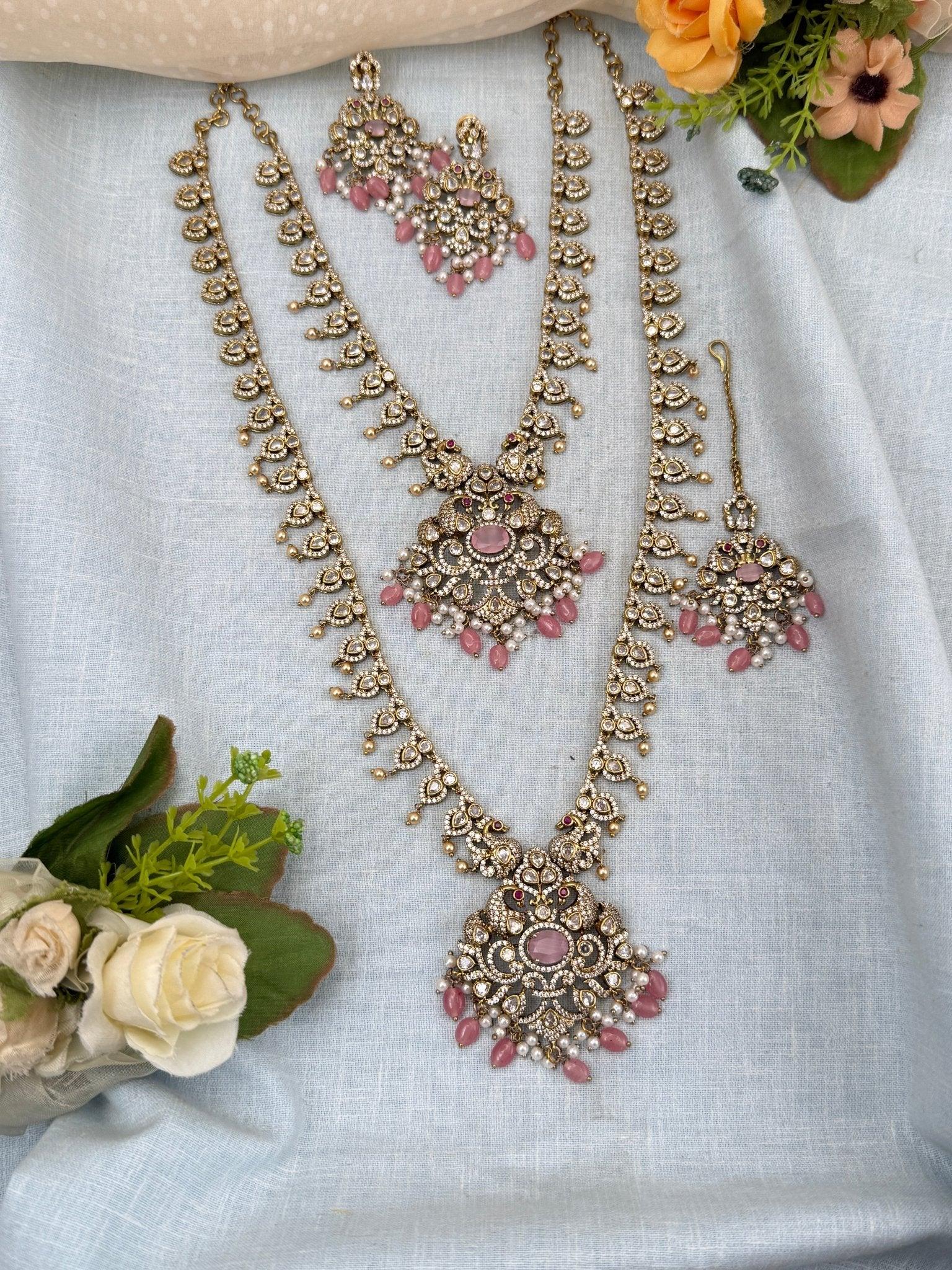 Luxurious Victorian Semi Bridal Necklace Set 574 - Mahilas