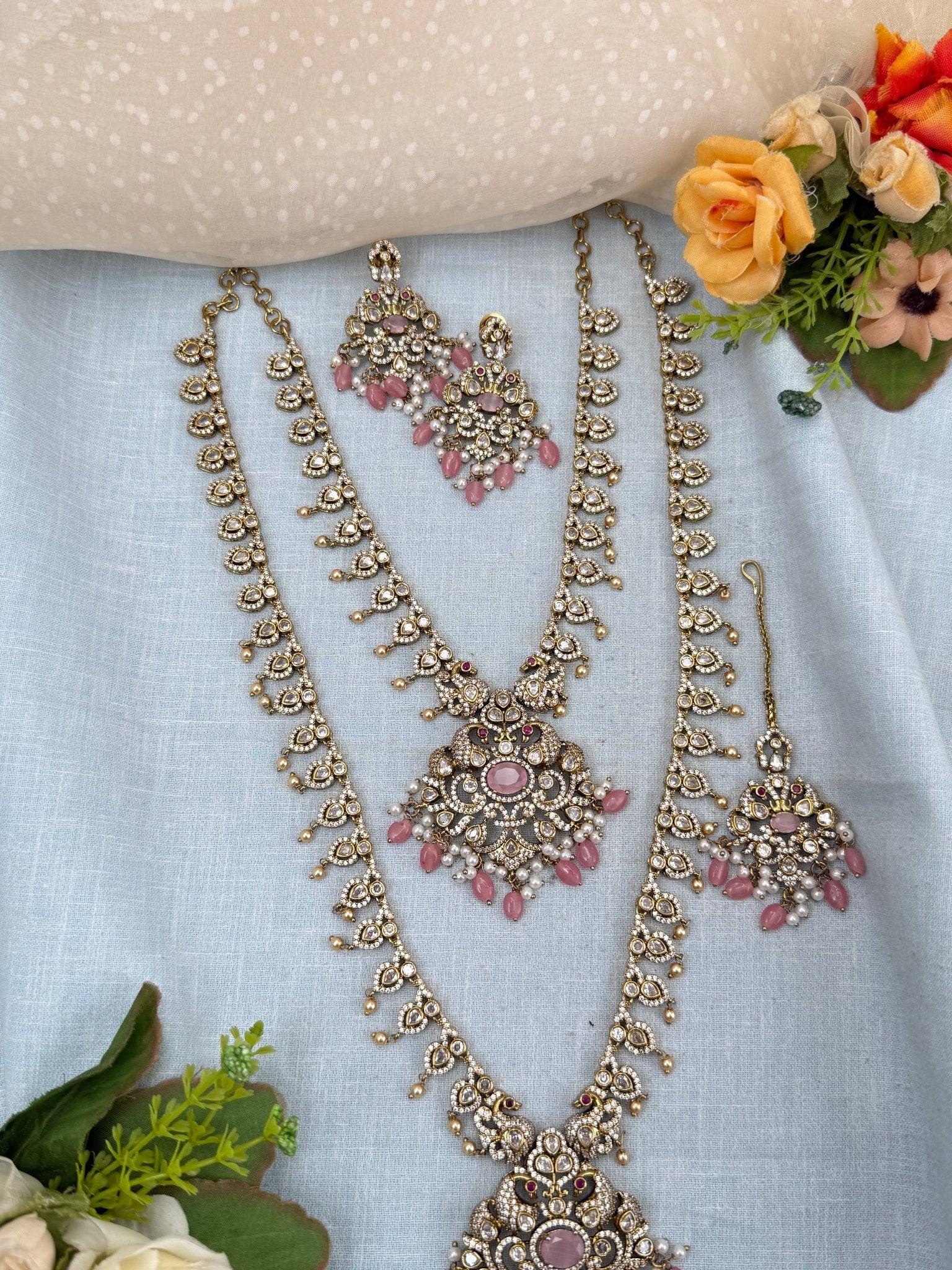 Luxurious Victorian Semi Bridal Necklace Set 574 - Mahilas