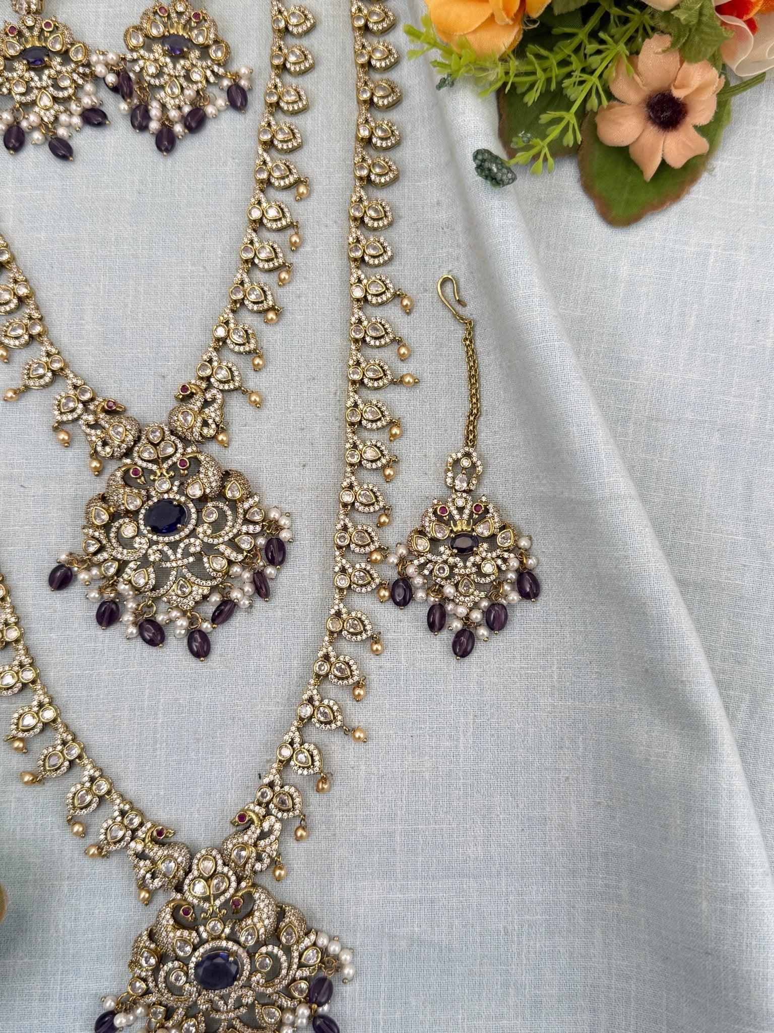 Luxurious Victorian Semi Bridal Necklace Set 576 - Mahilas