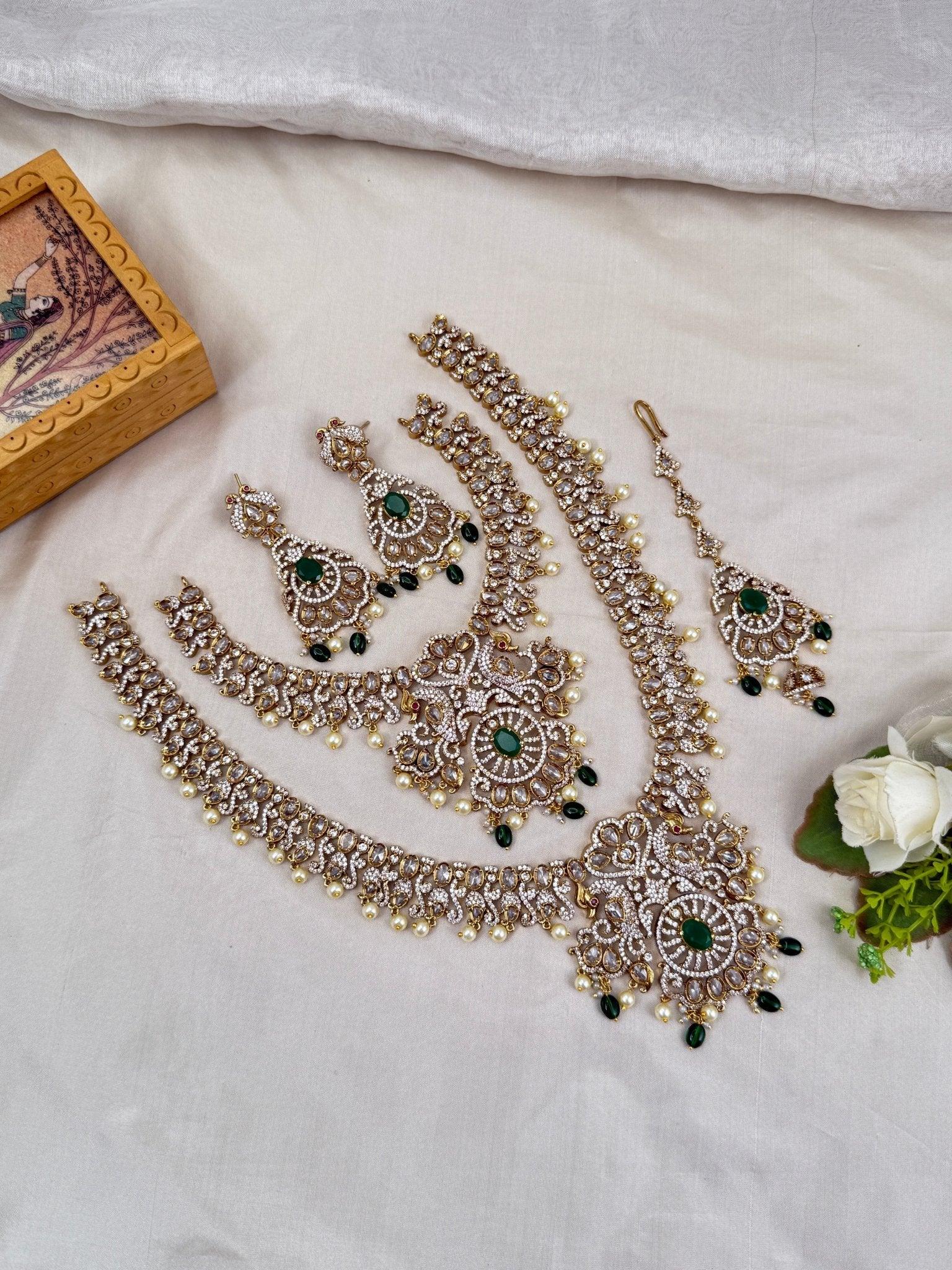 Luxurious Victorian Stone Bridal Necklace Set 278 - Mahilas