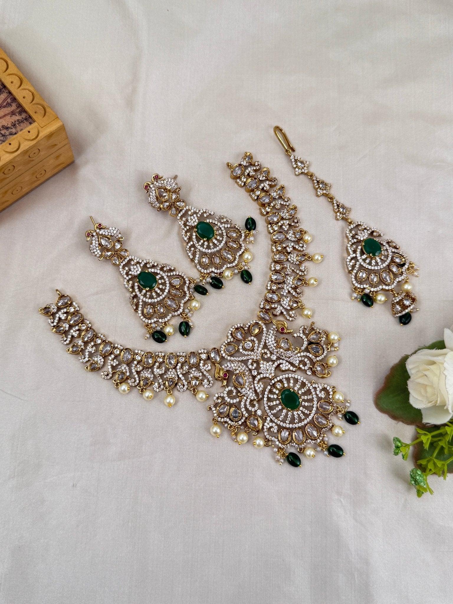 Luxurious Victorian Stone Bridal Necklace Set 278 - Mahilas