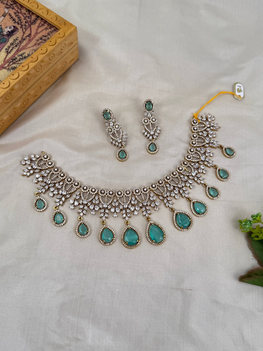 Luxurious Victorian Stone Choker Necklace Set 699 - Mahilas