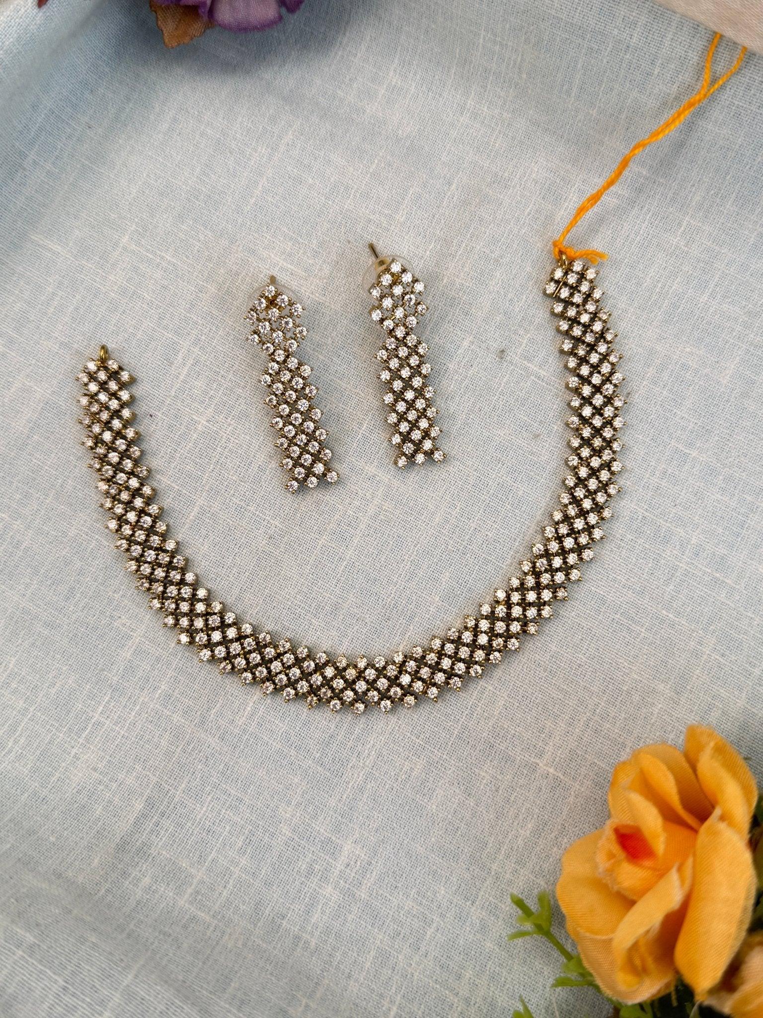 Luxurious Victorian Stone Short Necklace Set 468 - Mahilas