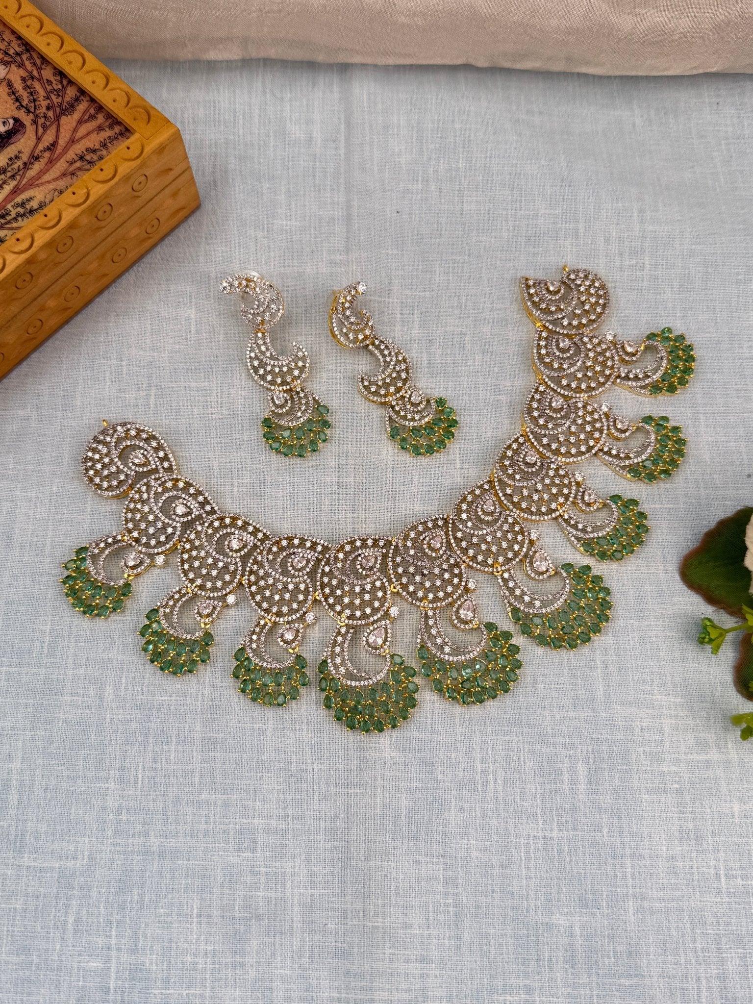 Luxurious White Stone Necklace Set 462 - 4 Colors - Mahilas