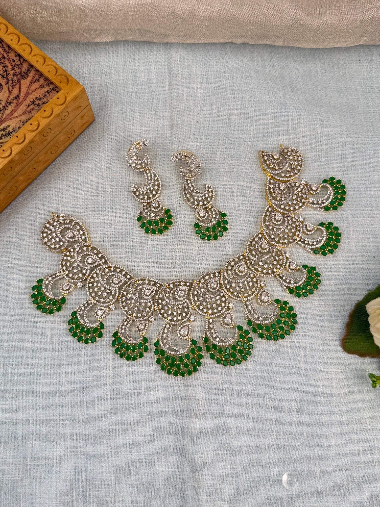 Luxurious White Stone Necklace Set 462 - 4 Colors - Mahilas