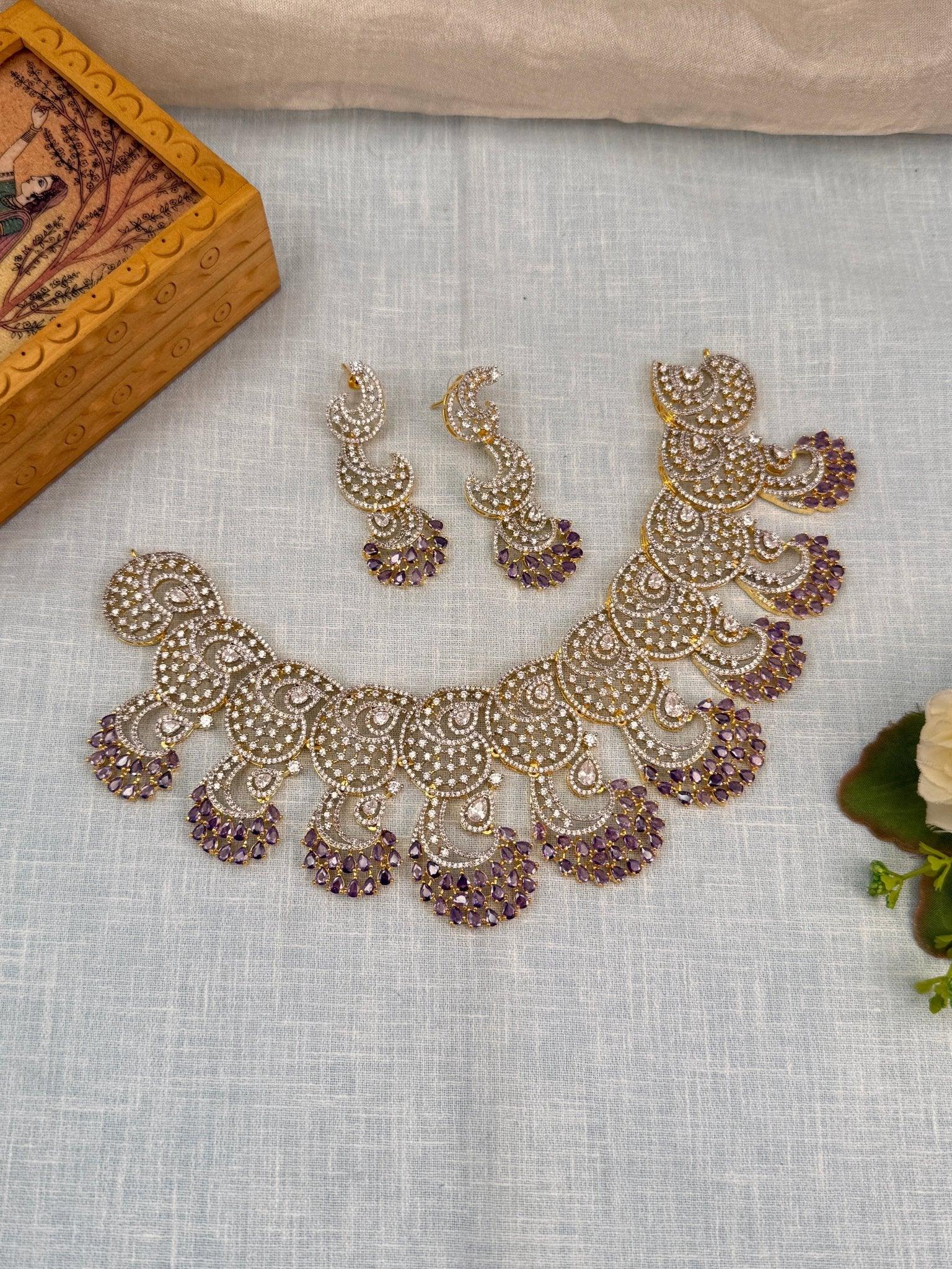 Luxurious White Stone Necklace Set 462 - 4 Colors - Mahilas