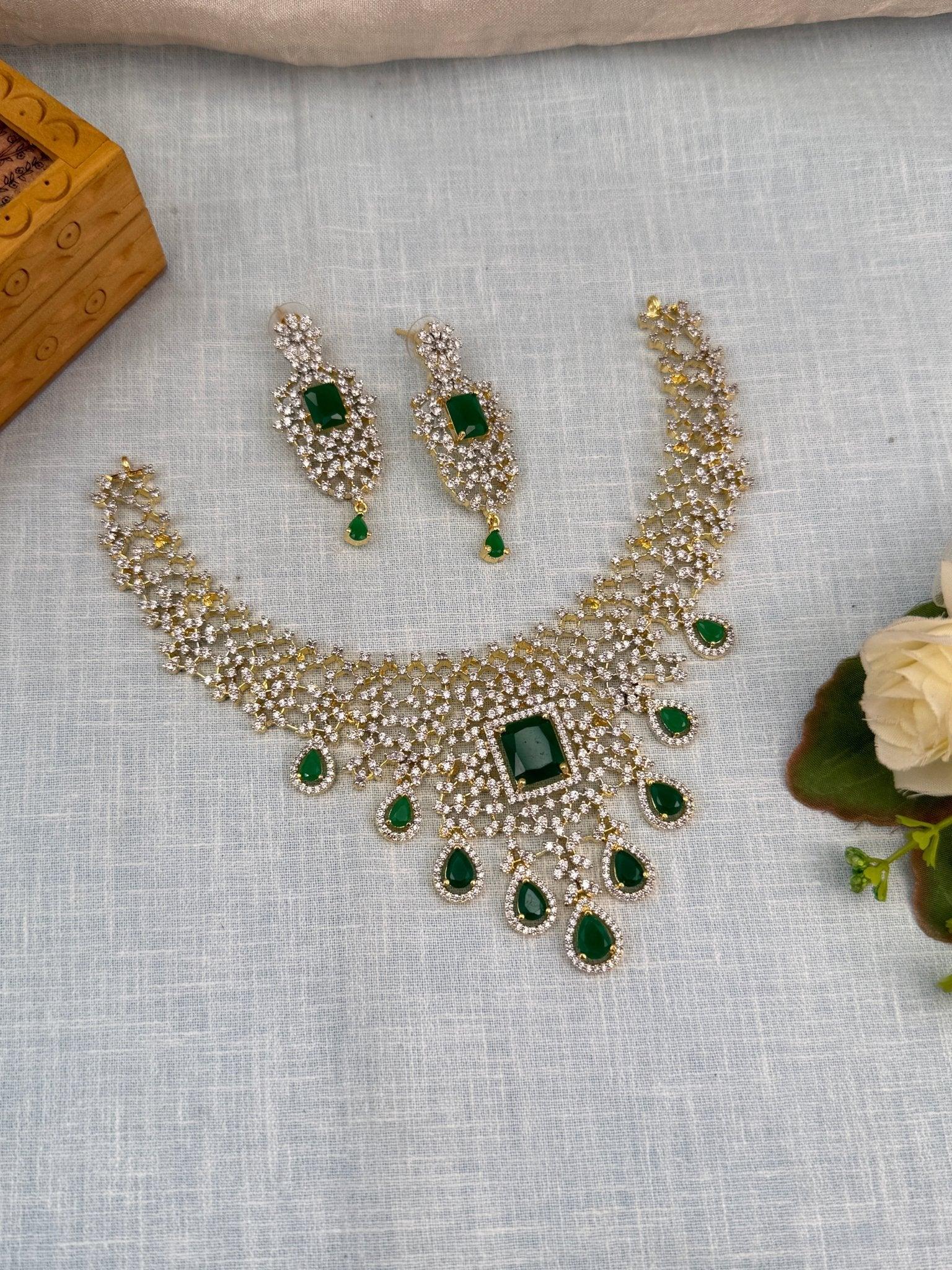 Luxurious White Stone Necklace Set 463 - 4 Colors - Mahilas