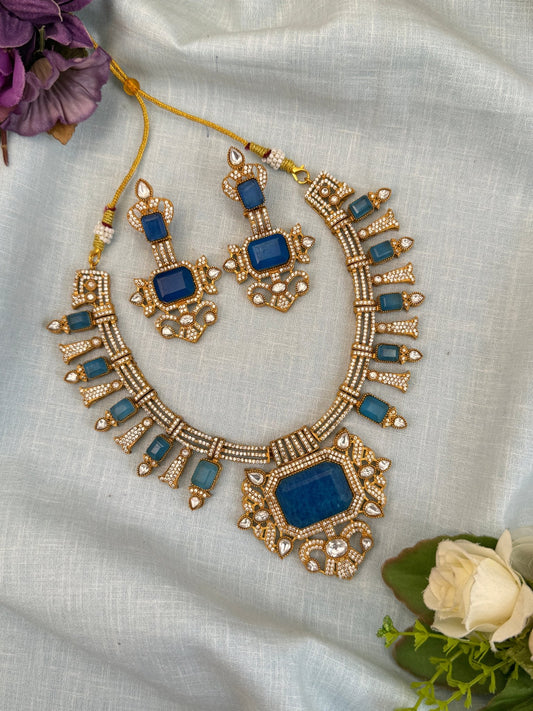 Luxurious White Stone & Victorian Necklace Set 515 - Mahilas