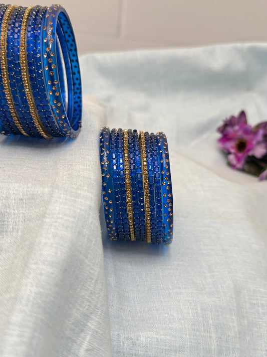 Matching Glass Bangles Set - Rain & Water Drop (12 Colour Options) - 5177 - Mahilas