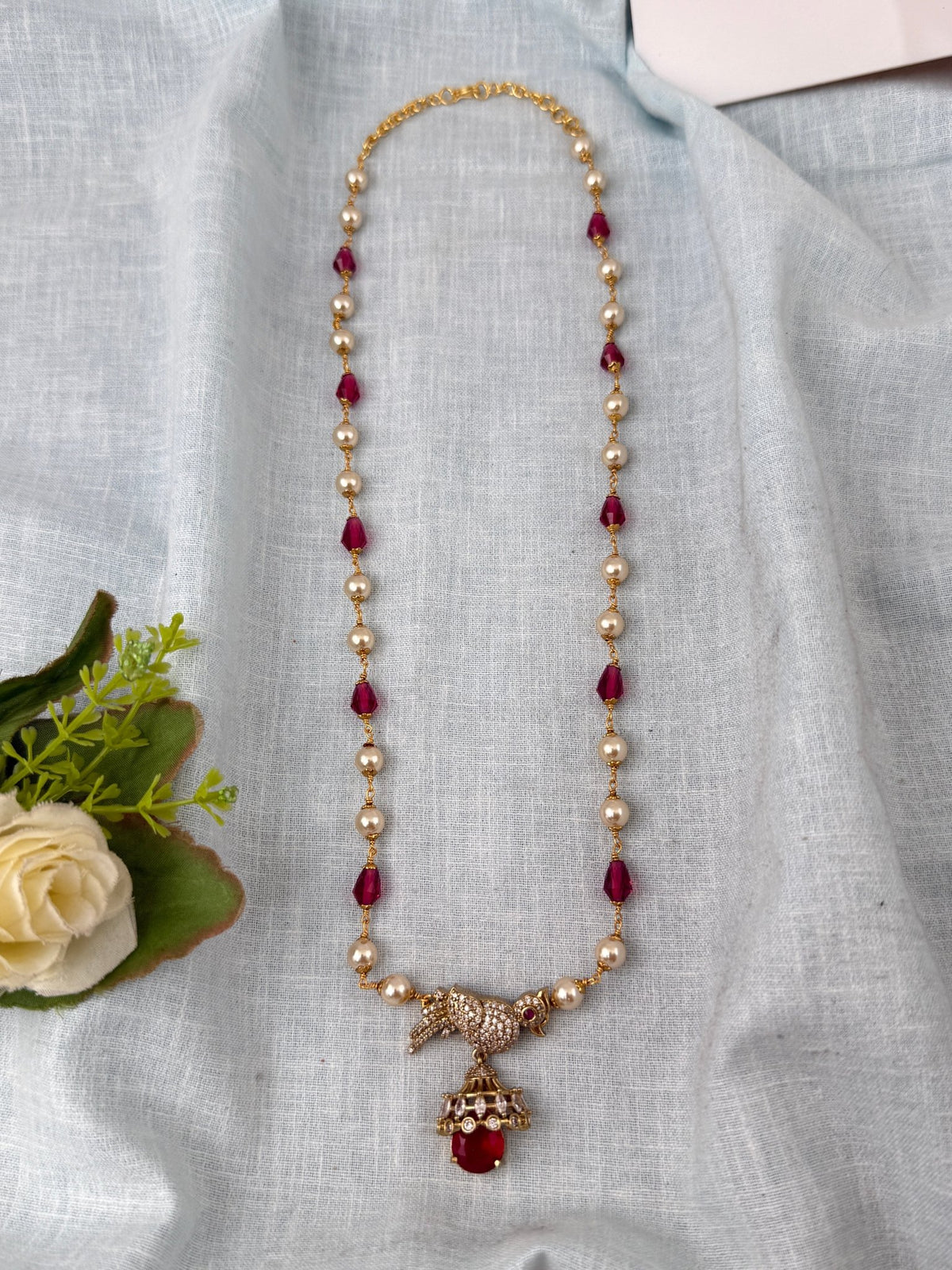 Pearl Stone Pendant Necklace Premium | N0372 - Mahilas