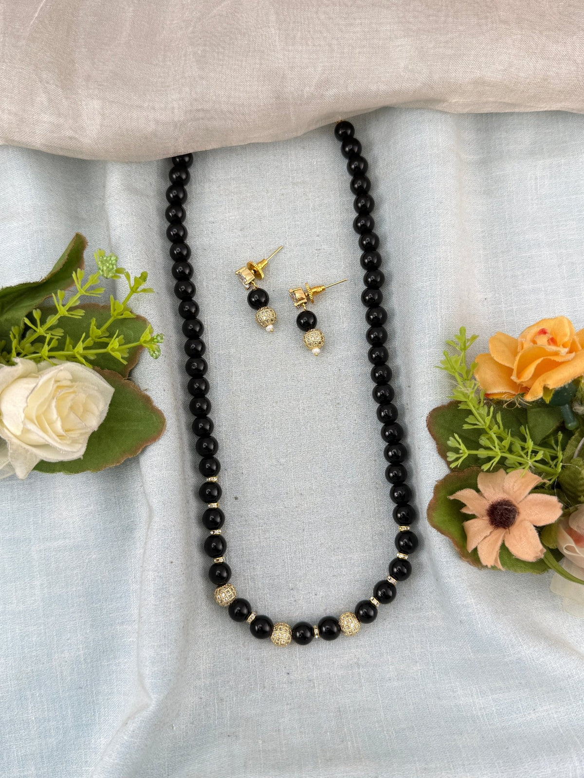 Premium Pearl Mid - Long Mala Necklace Set | N0360 A - Mahilas
