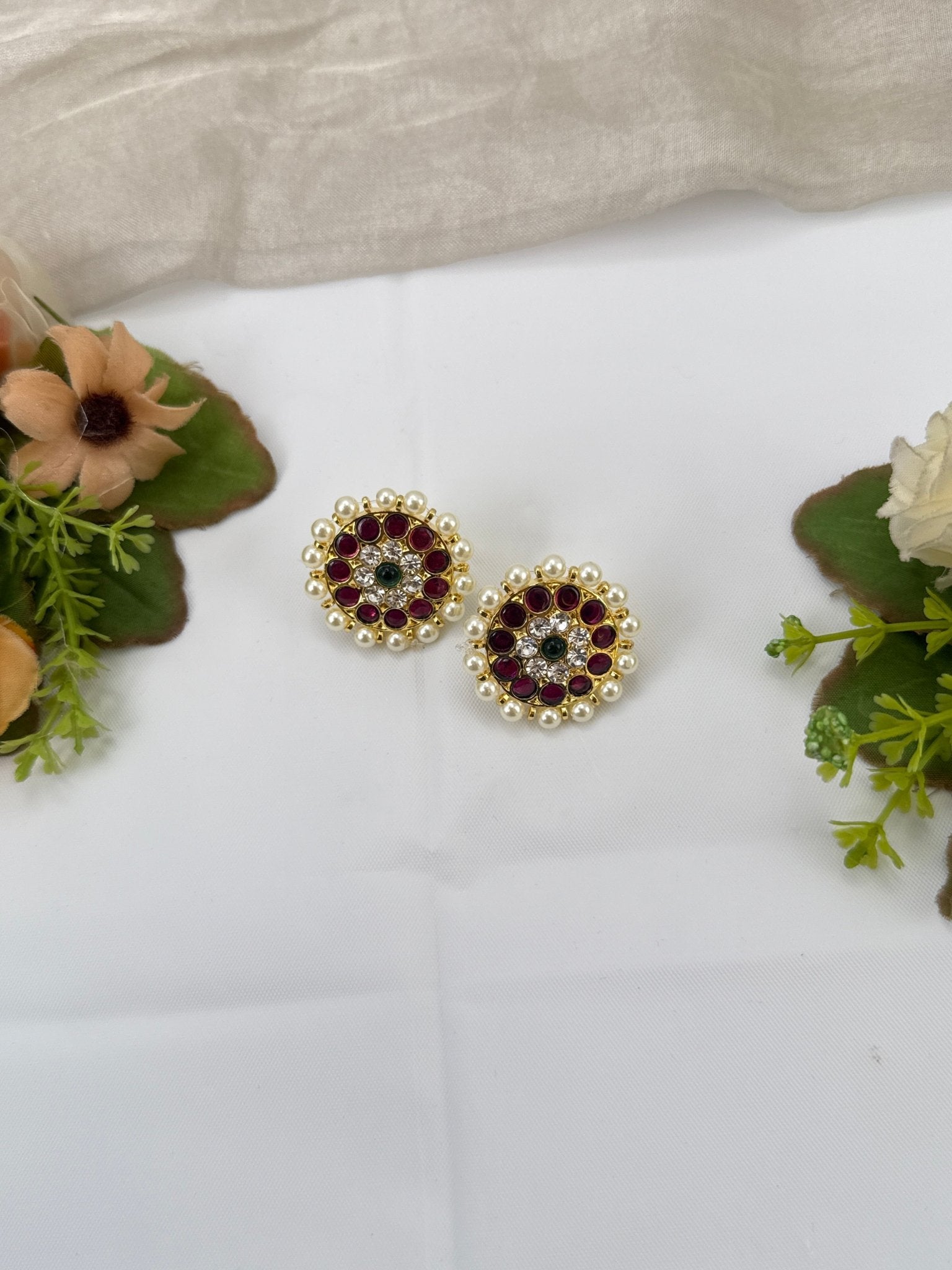Pure Brass Kemp Bharatnatyam Earrings 092 - Mahilas
