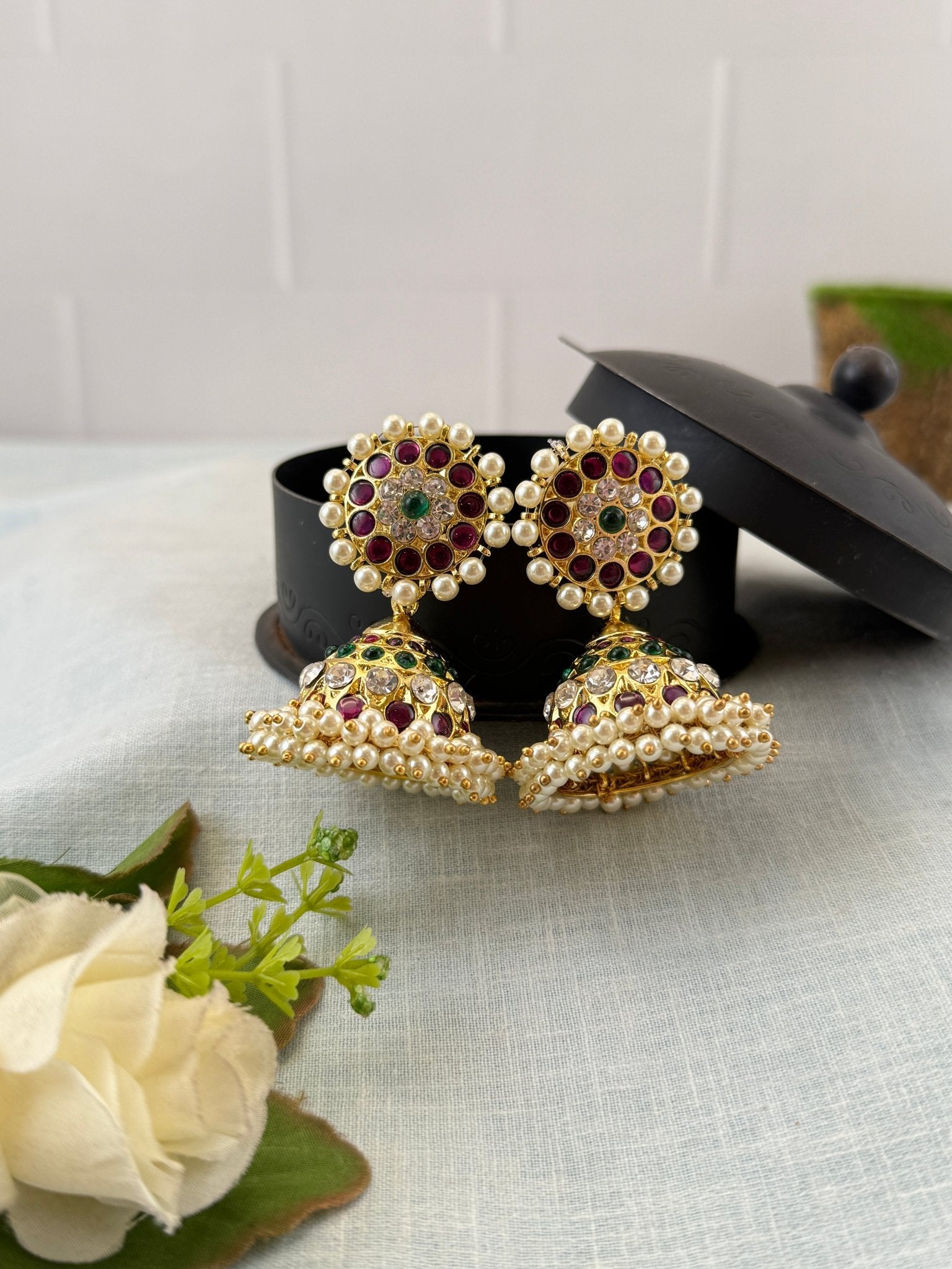 Pure Brass Kemp Bharatnatyam Jhumka 149 - Mahilas