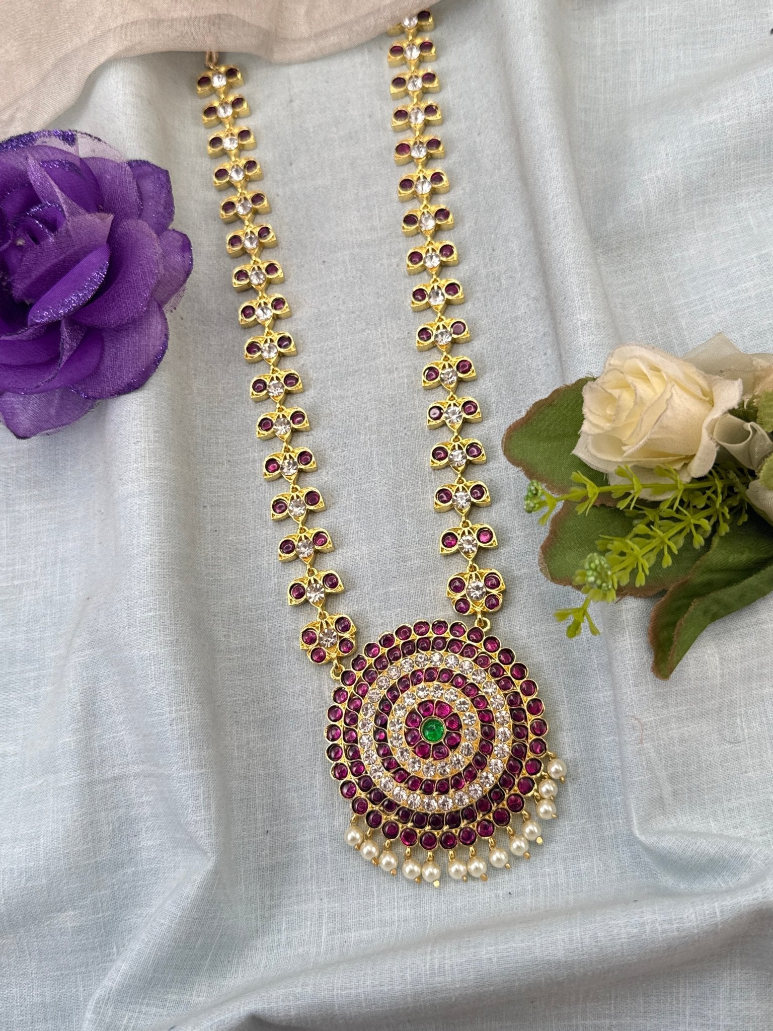 Pure Brass Kemp Temple Long Necklace 032 - Mahilas