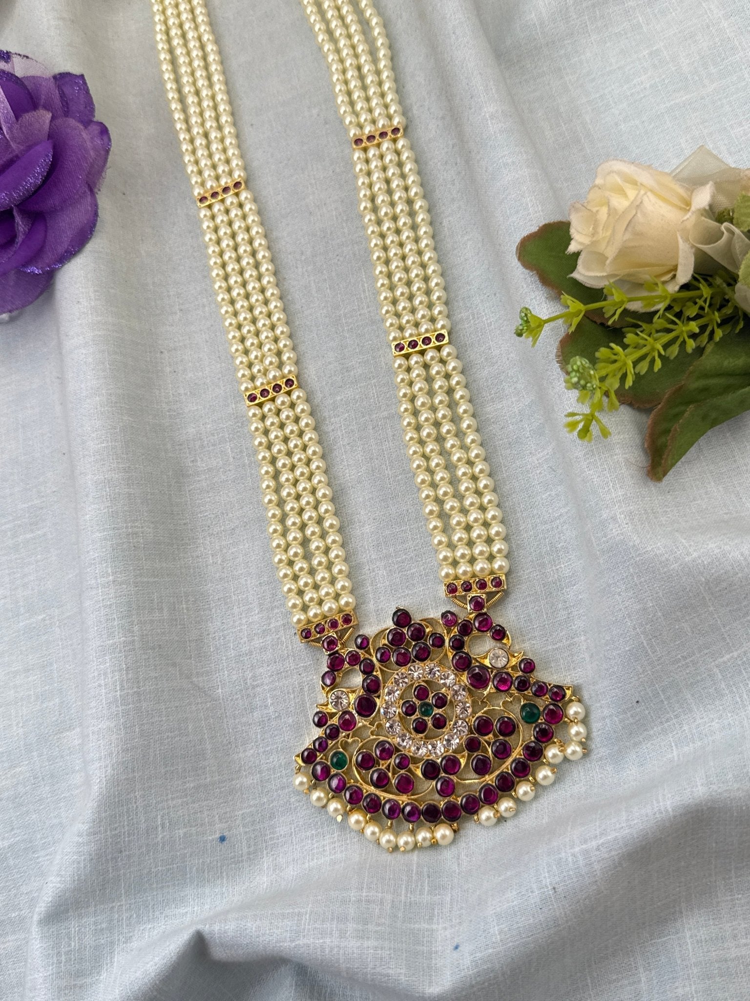 Pure Brass Kemp Temple Long Necklace 035 - Mahilas