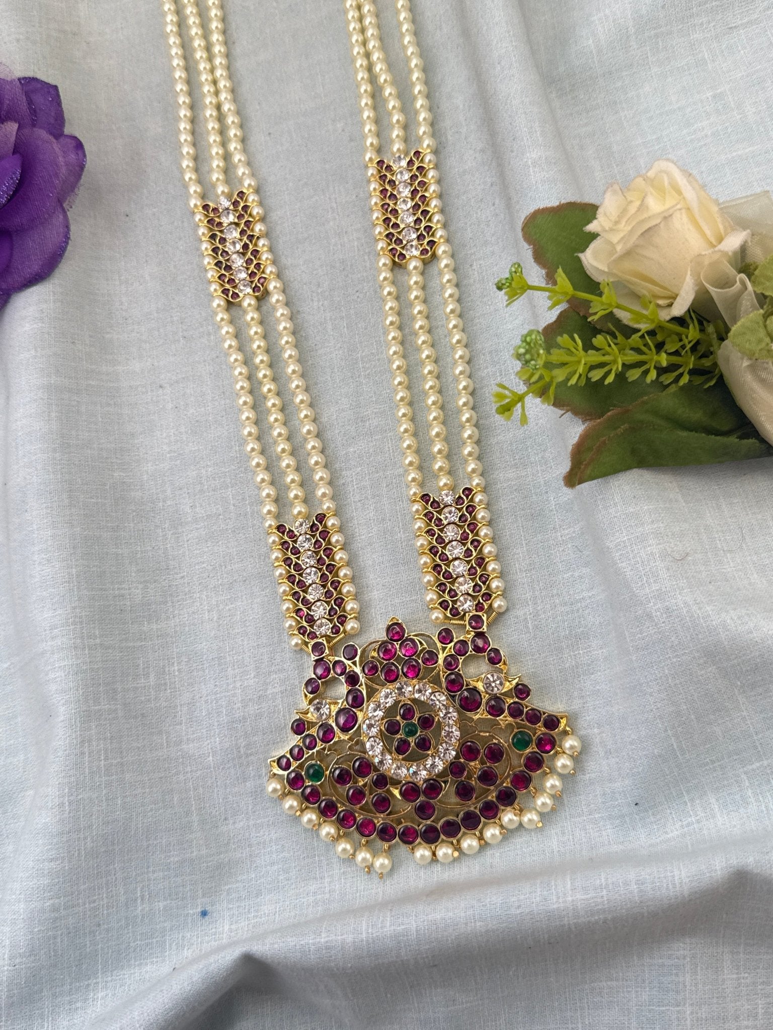 Pure Brass Kemp Temple Long Necklace 038 - Mahilas