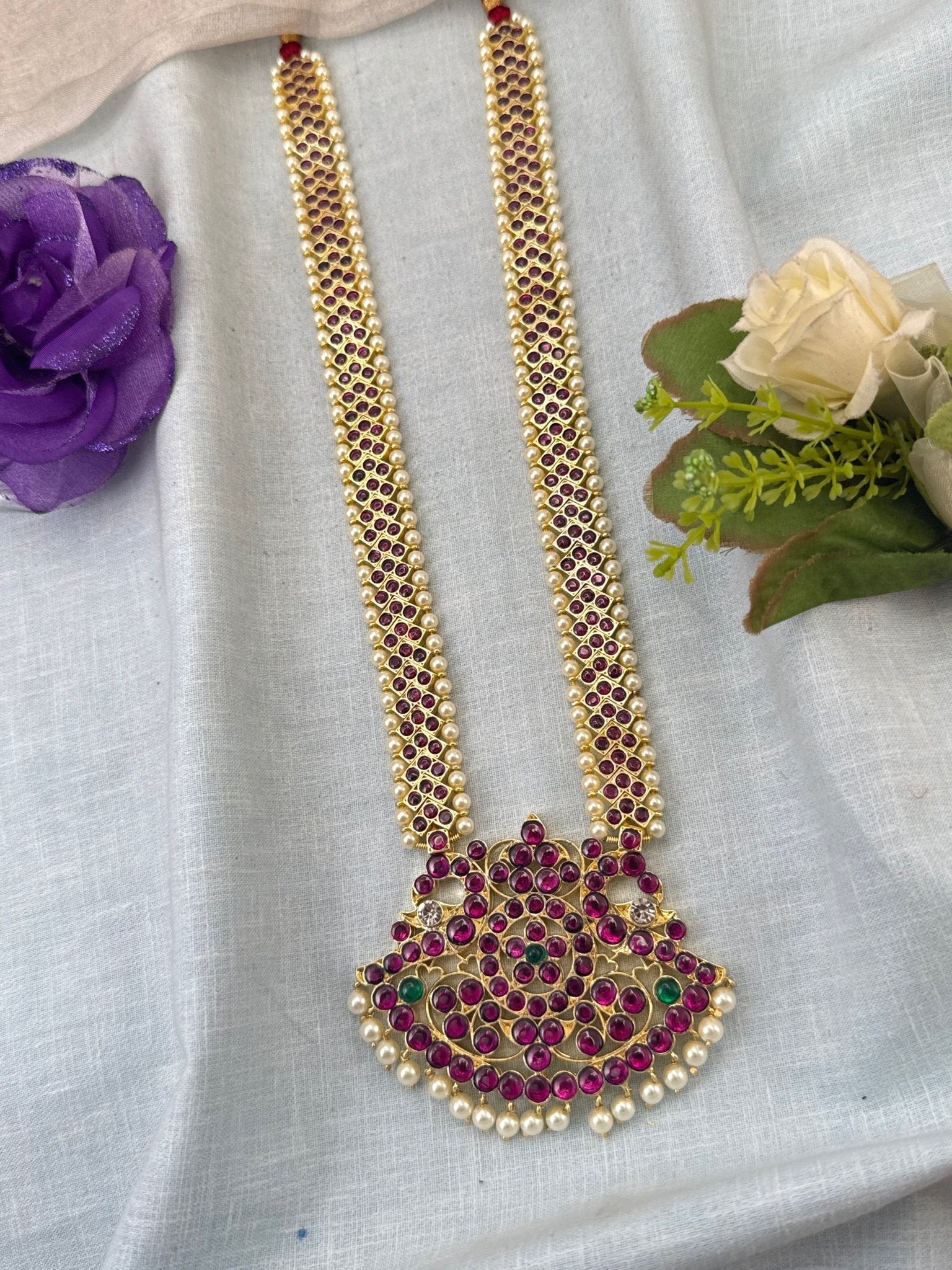 Pure Brass Kemp Temple Long Necklace 039 - Mahilas