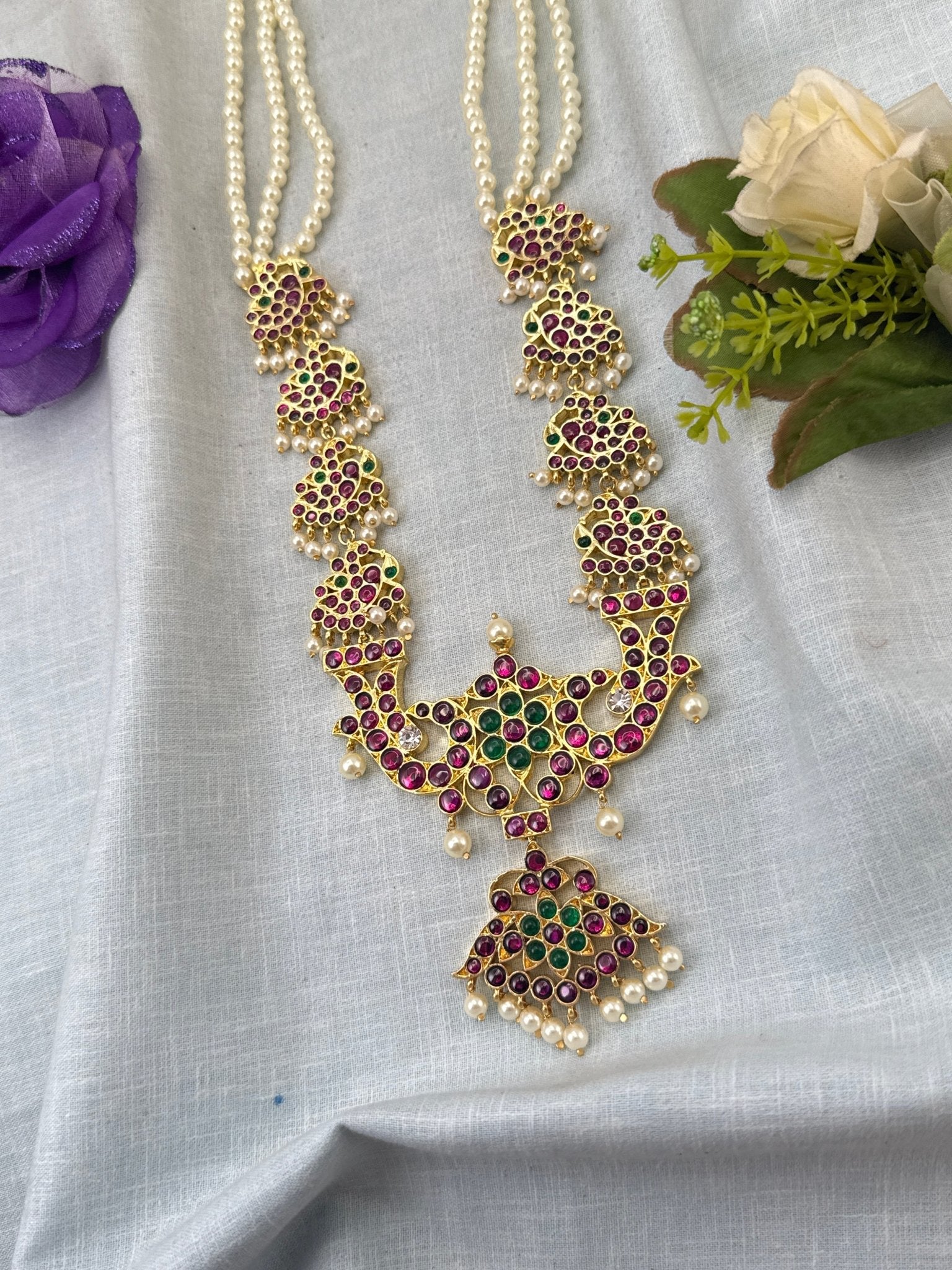 Pure Brass Kemp Temple Long Necklace 041 - Mahilas