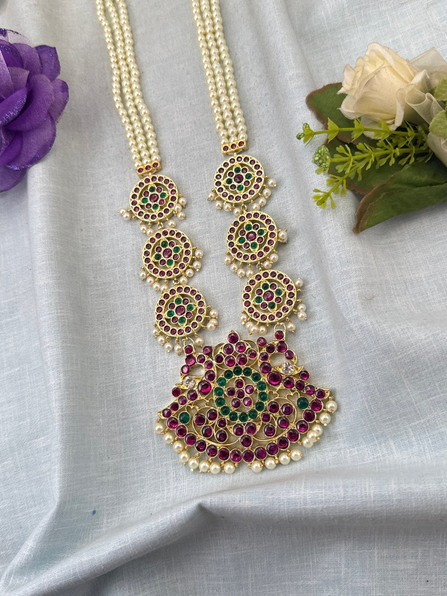 Pure Brass Kemp Temple Long Necklace 042 - Mahilas