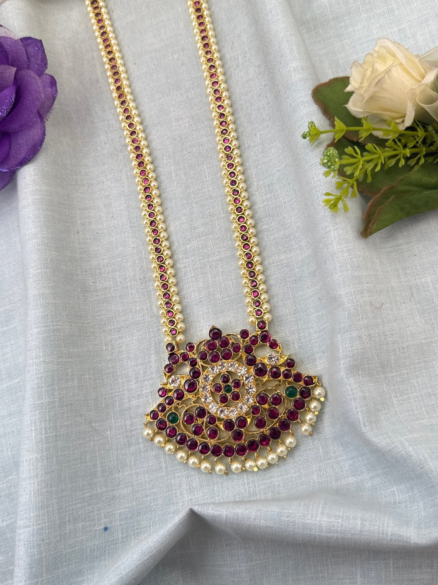 Pure Brass Kemp Temple Long Necklace 043 - Mahilas