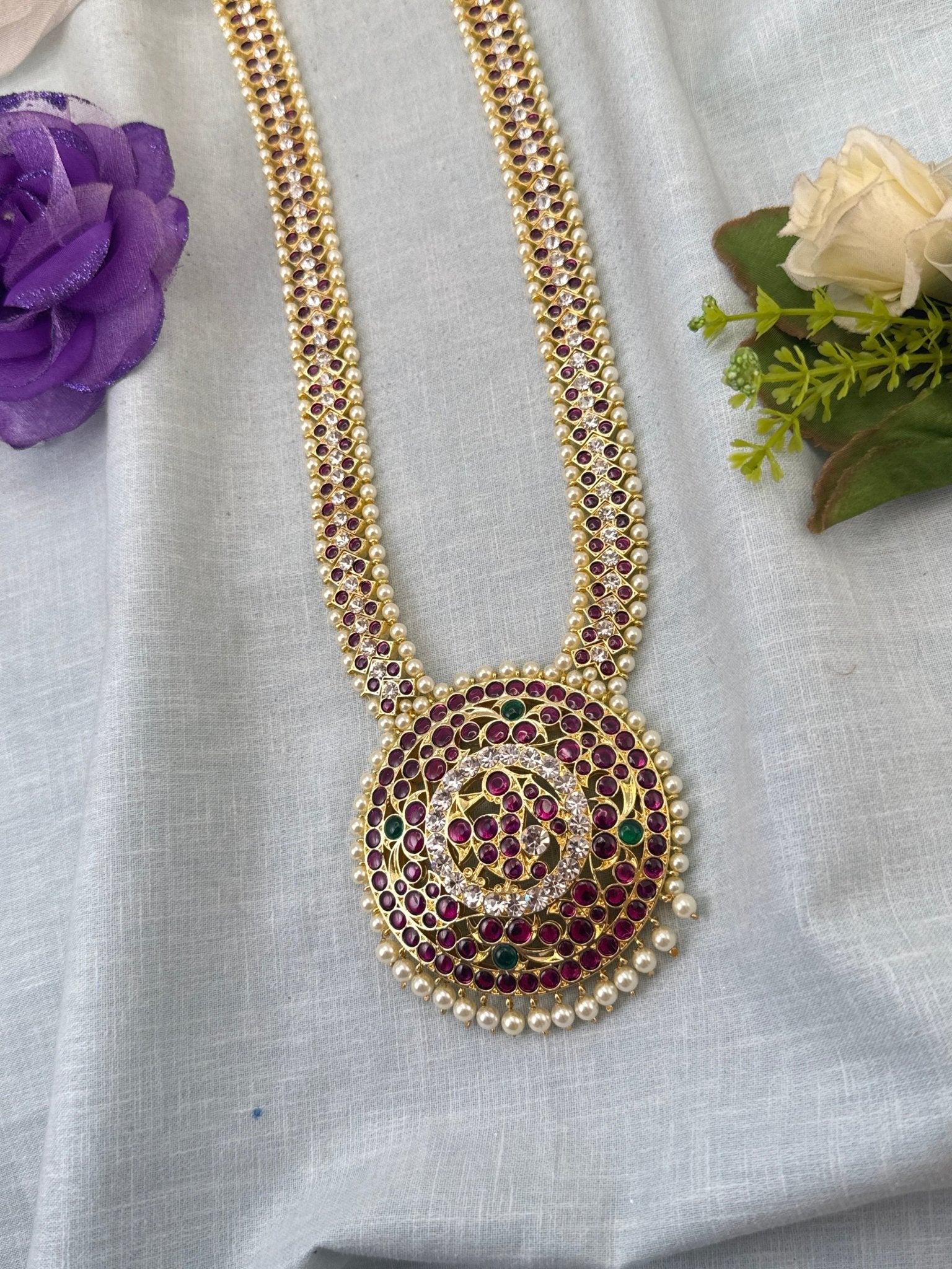 Pure Brass Kemp Temple Long Necklace 045 - Mahilas
