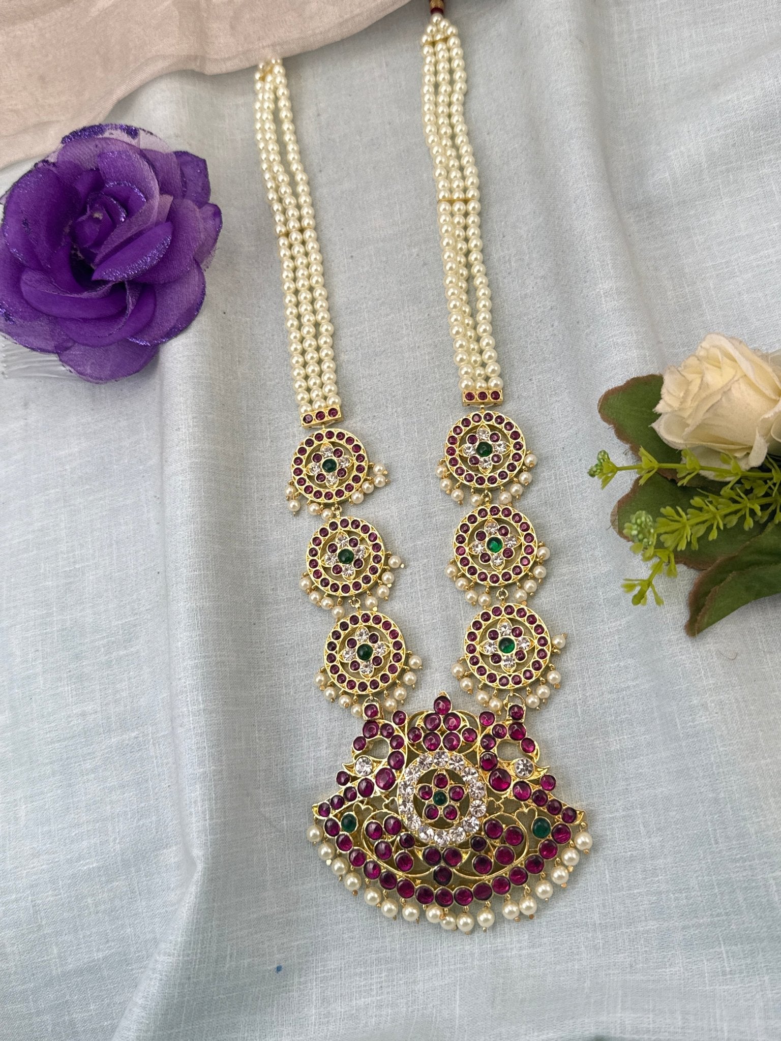 Pure Brass Kemp Temple Long Necklace 048 - Mahilas