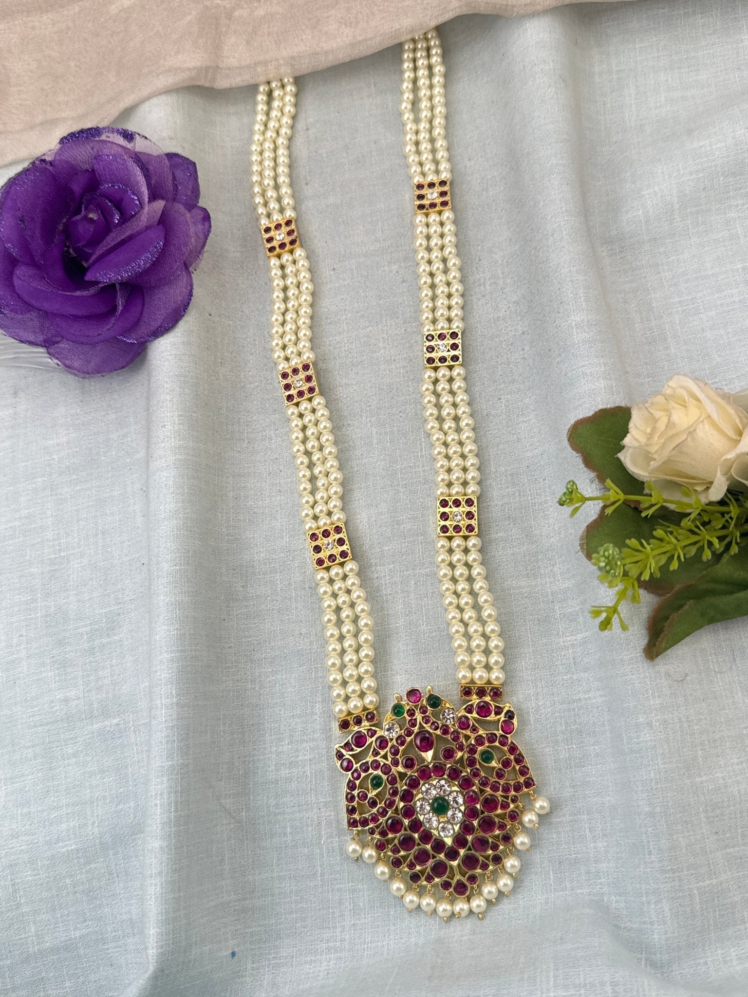 Pure Brass Kemp Temple Long Necklace 049 - Mahilas