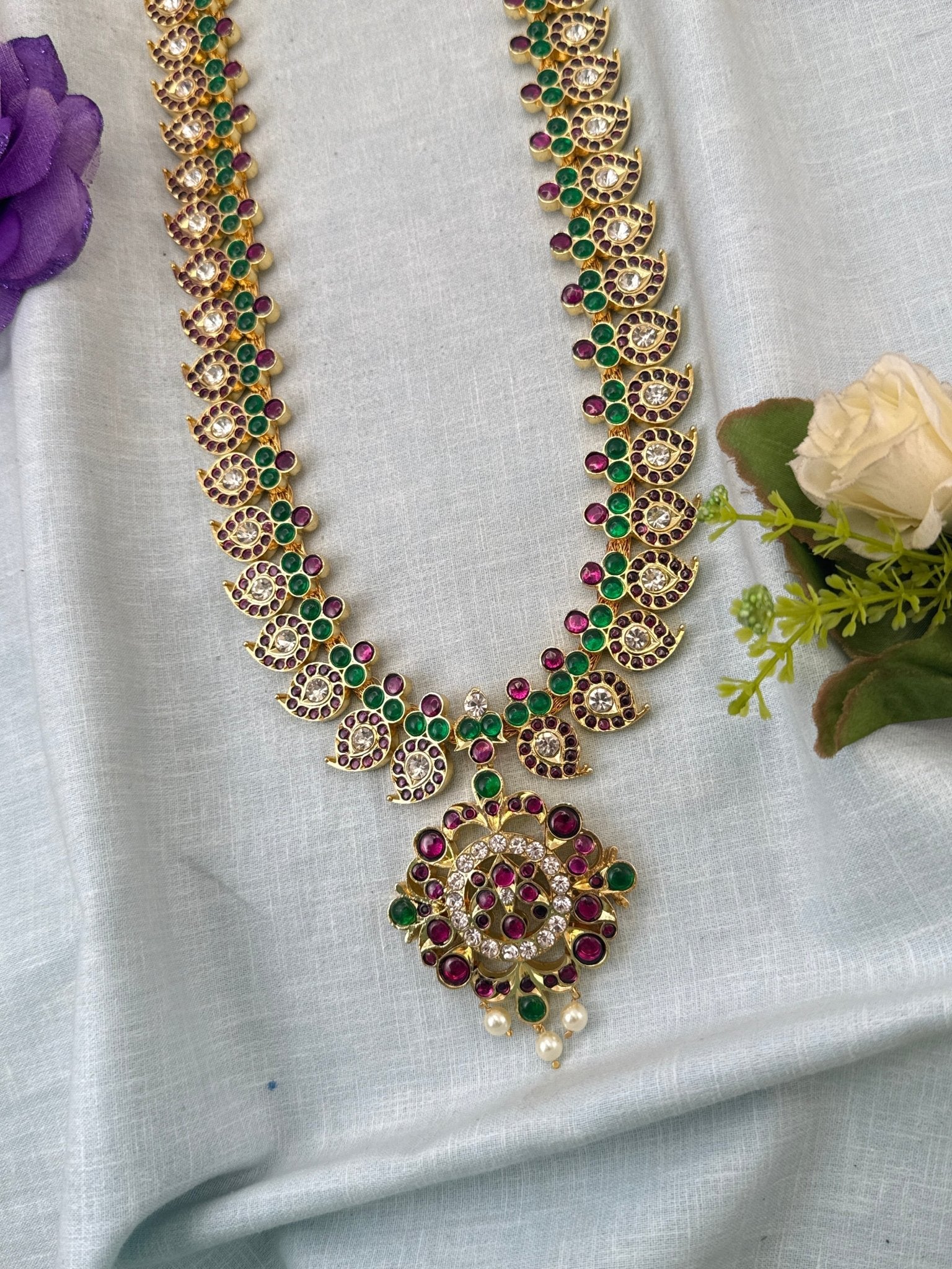 Pure Brass Kemp Temple Long Necklace 051 - Mahilas