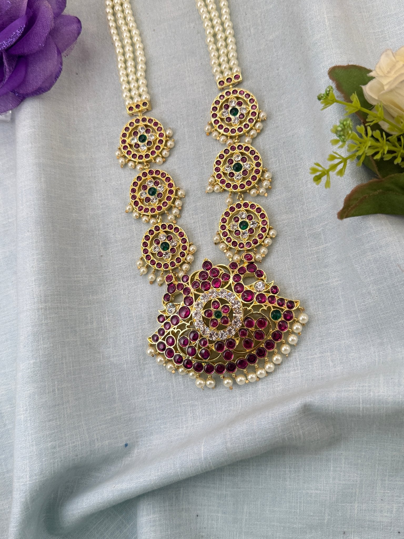 Pure Brass Kemp Temple Long Necklace 054 - Mahilas
