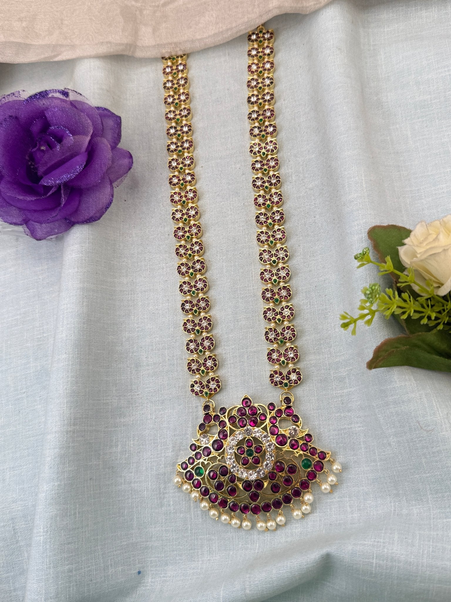 Pure Brass Kemp Temple Long Necklace 055 - Mahilas