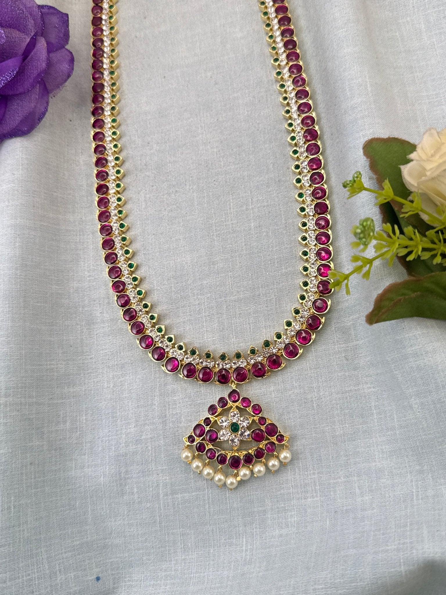 Pure Brass Kemp Temple Long Necklace 057 - Mahilas