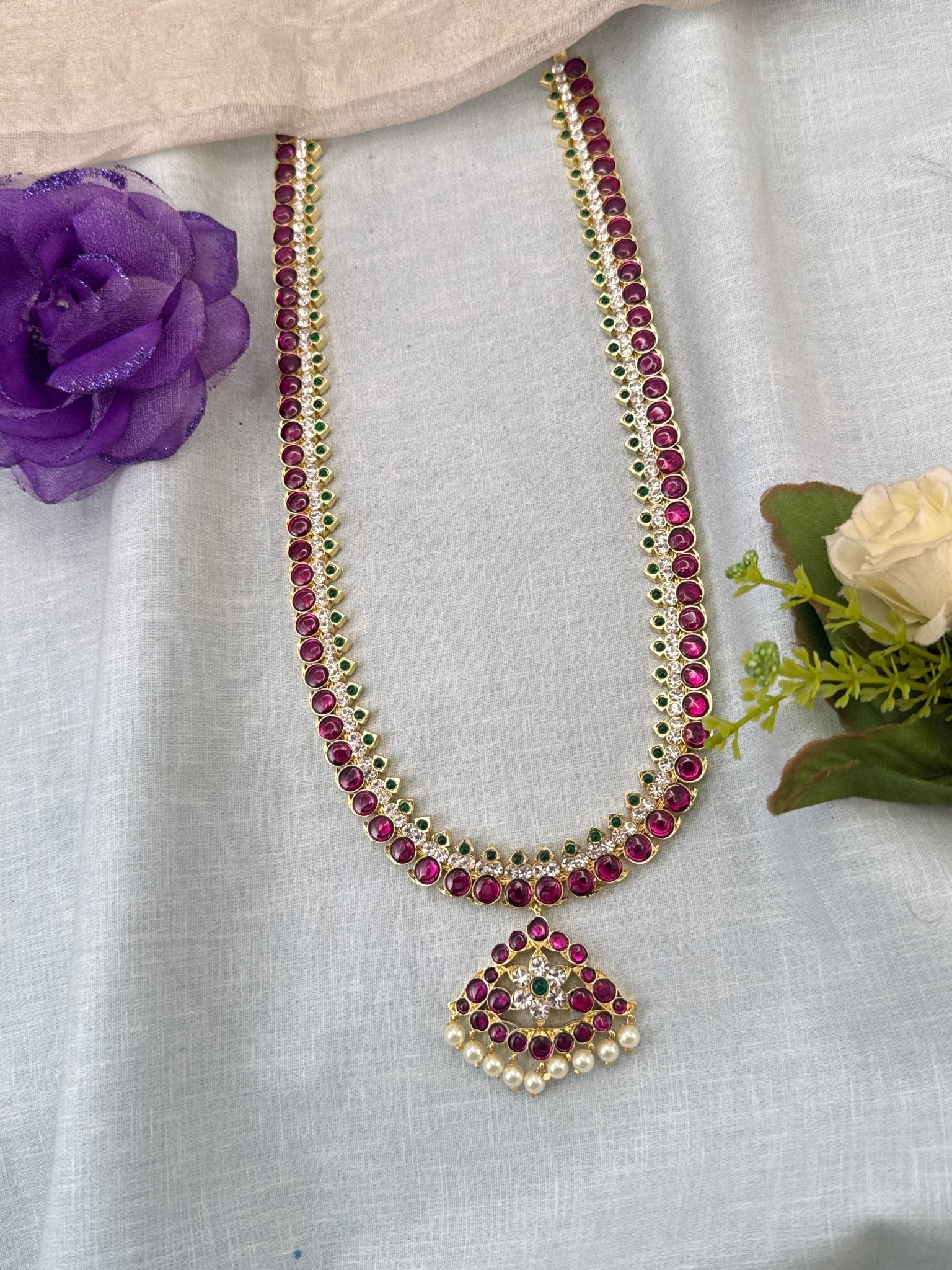Pure Brass Kemp Temple Long Necklace 057 - Mahilas