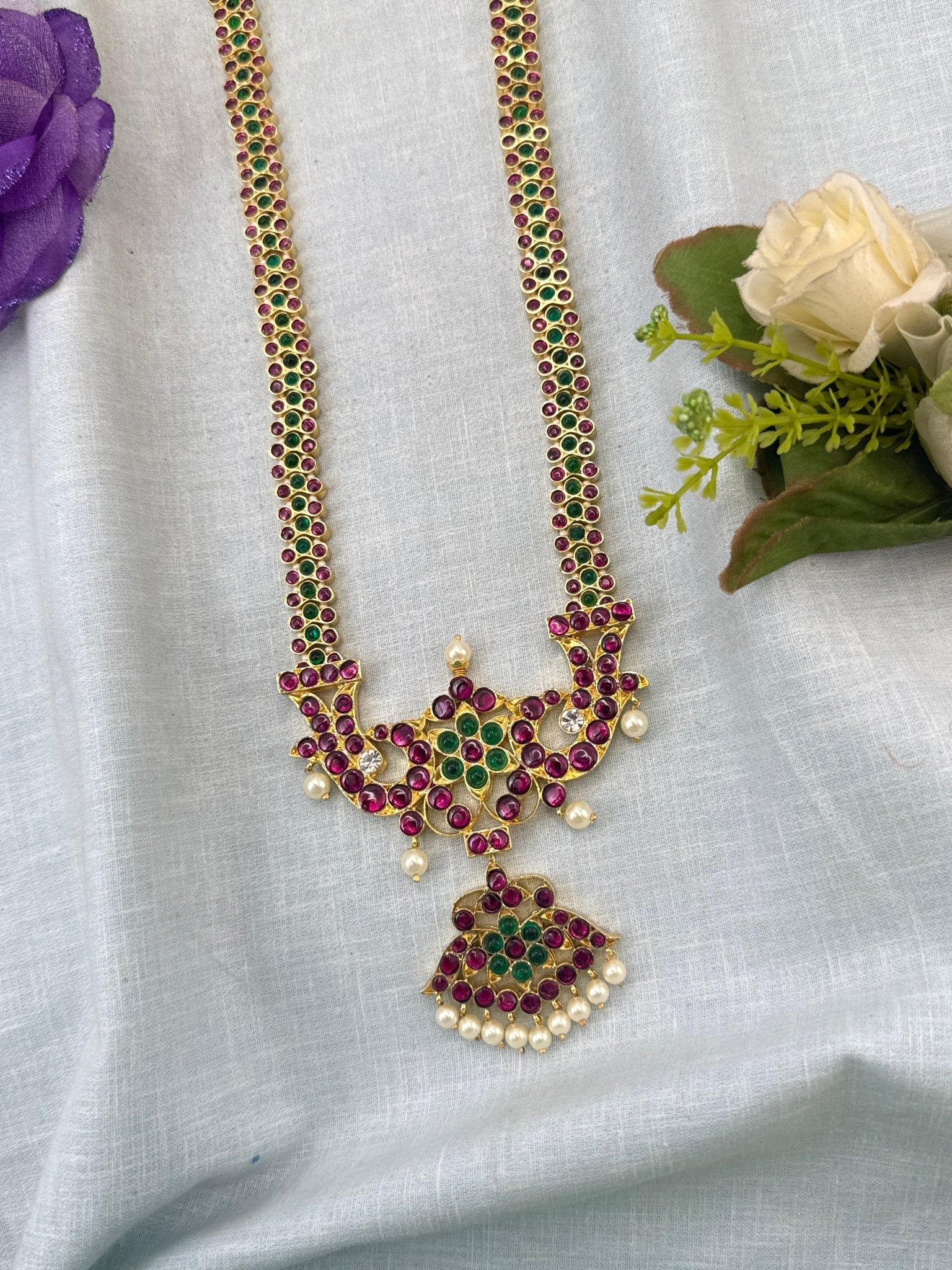 Pure Brass Kemp Temple Long Necklace 058 - Mahilas