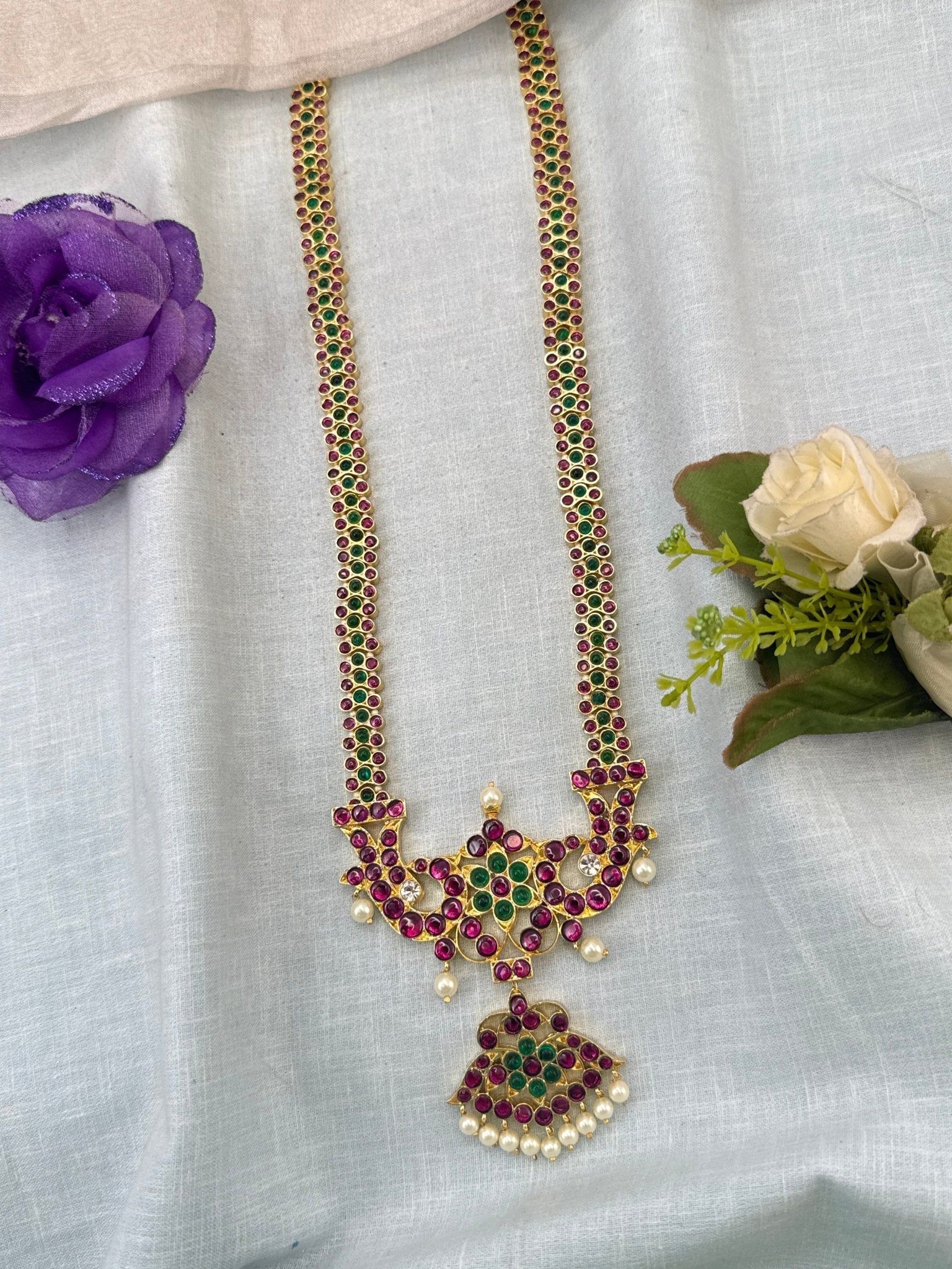 Pure Brass Kemp Temple Long Necklace 058 - Mahilas
