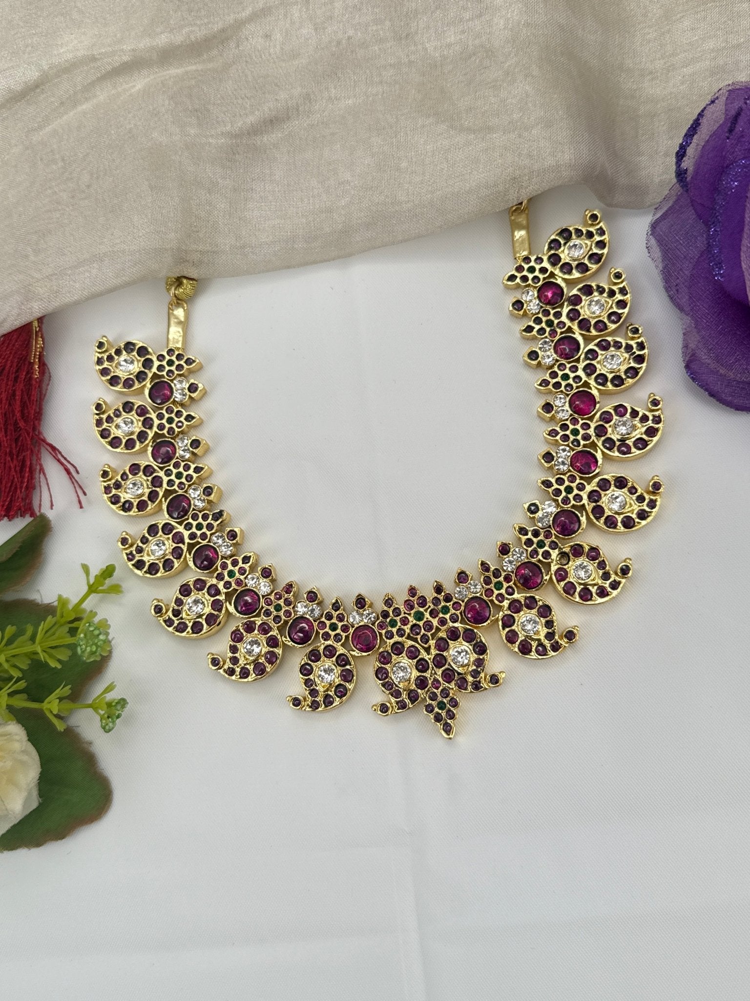 Pure Brass Kemp Temple Short Necklace 065 - Mahilas