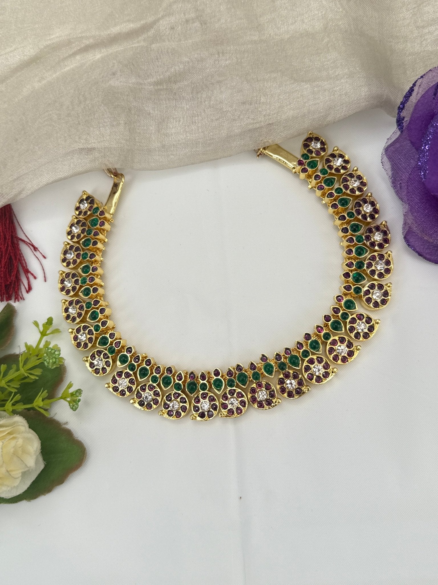 Pure Brass Kemp Temple Short Necklace 067 - Mahilas