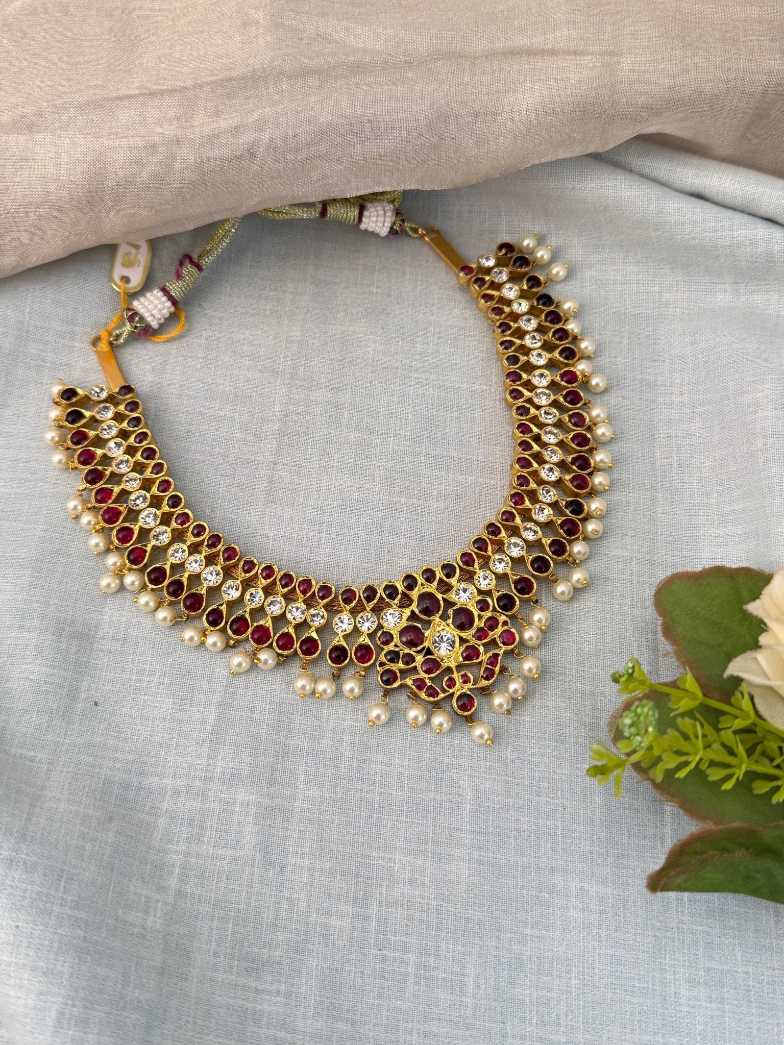 Pure Silver Kemp Temple Short Necklace Set 101 - Mahilas