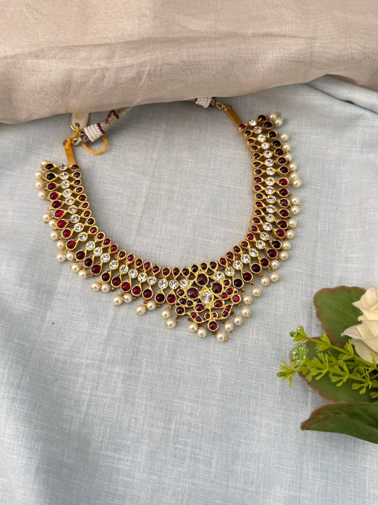 Pure Silver Kemp Temple Short Necklace Set 101 - Mahilas