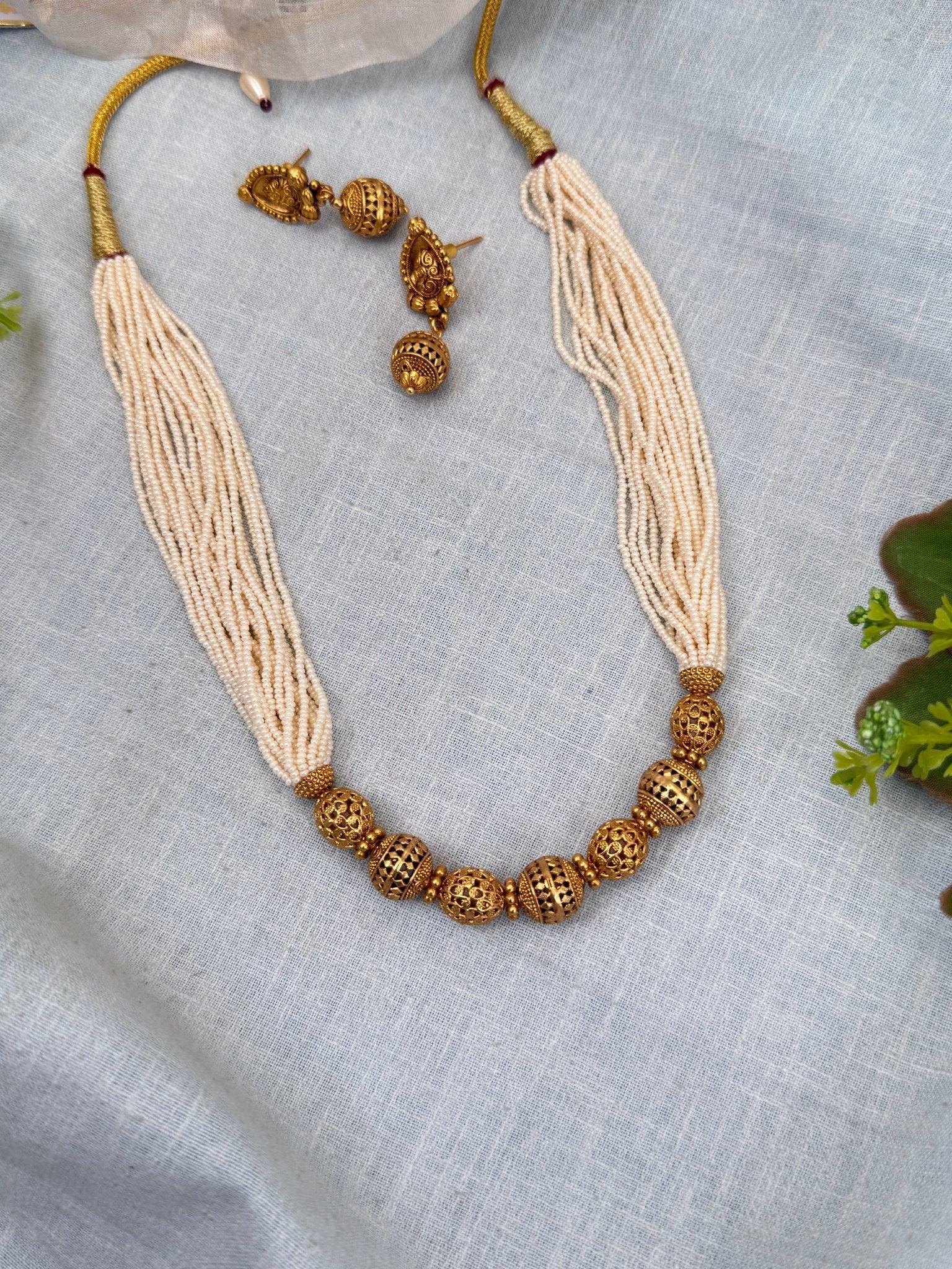 Royal Antique Beads Layered Necklace Set 0273 - Mahilas