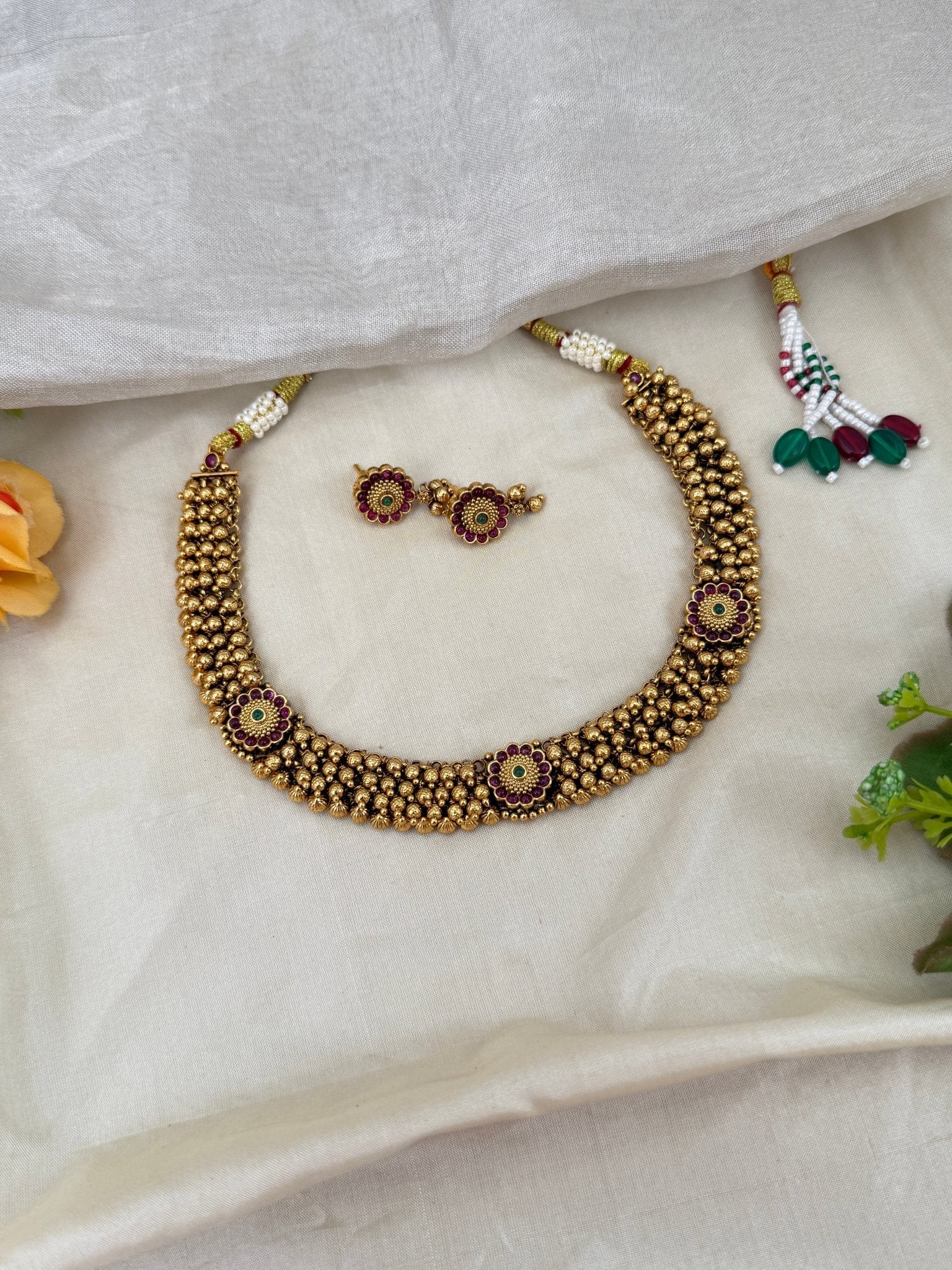 Royal Antique Beads Short Necklace Set 0521 - Mahilas