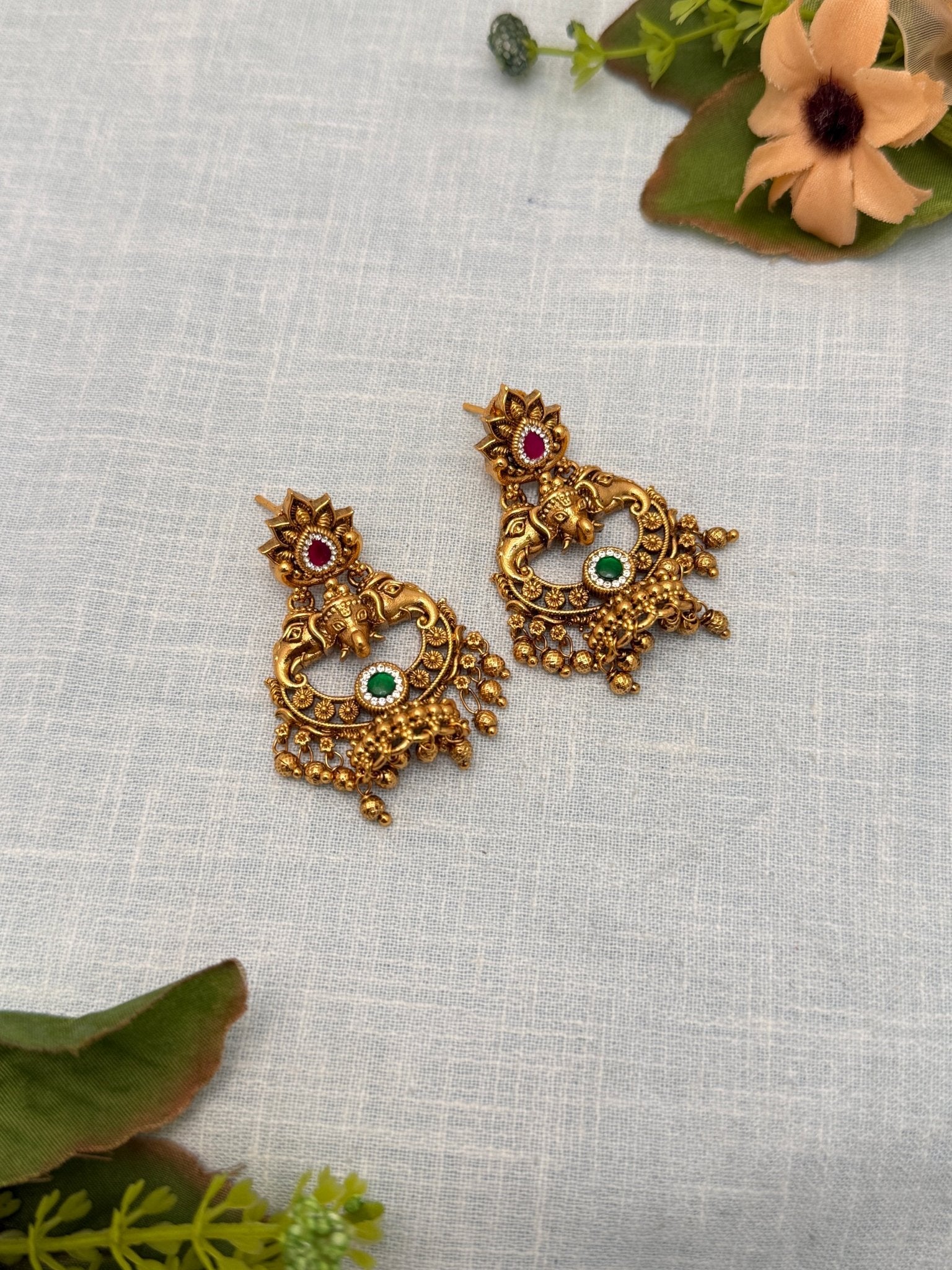 Royal Antique Chandbali Earrings 0363 - Mahilas